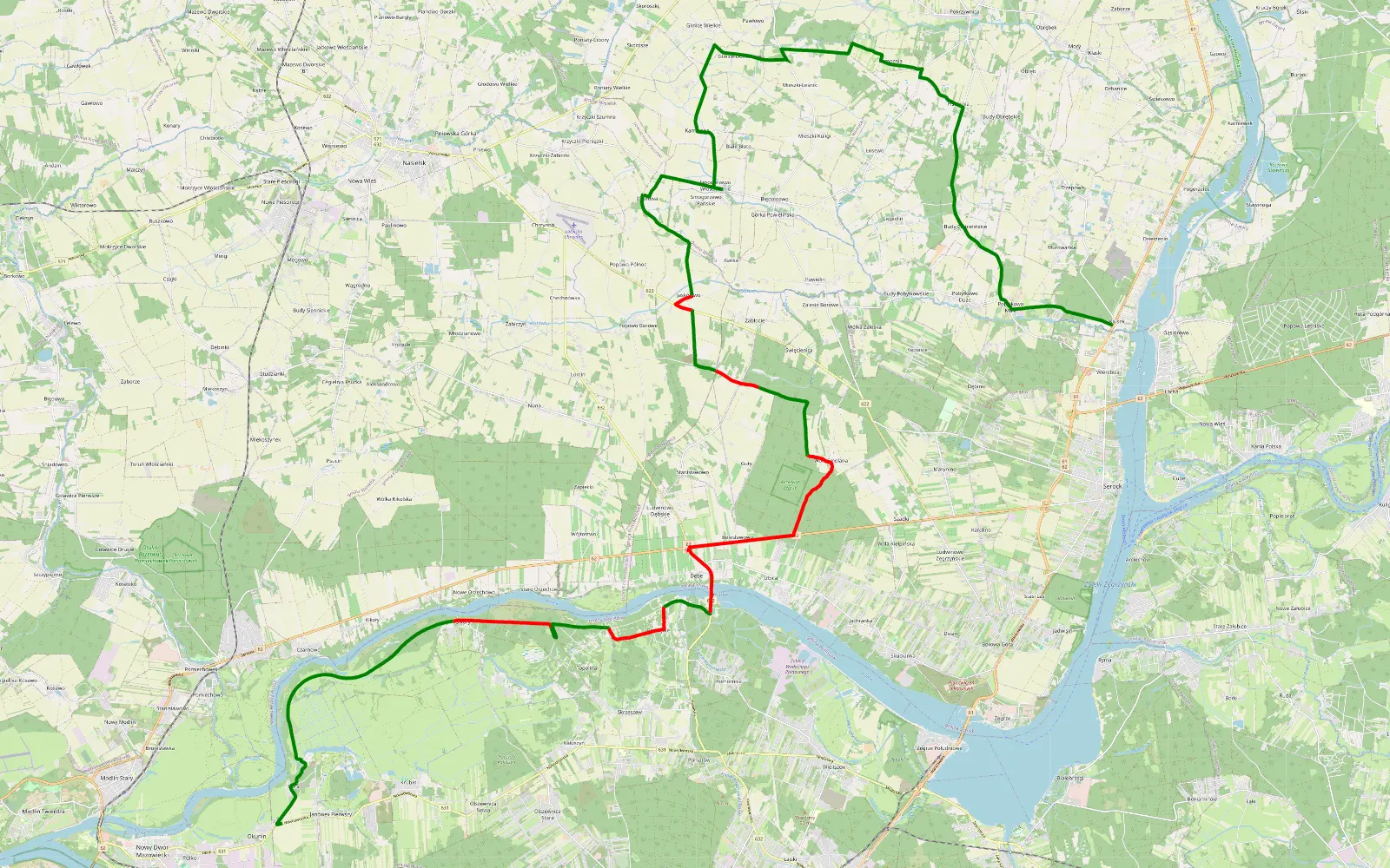 Mapa trasy BFG 8 - 32.6 km trasy offroad, Powiat Legionowski