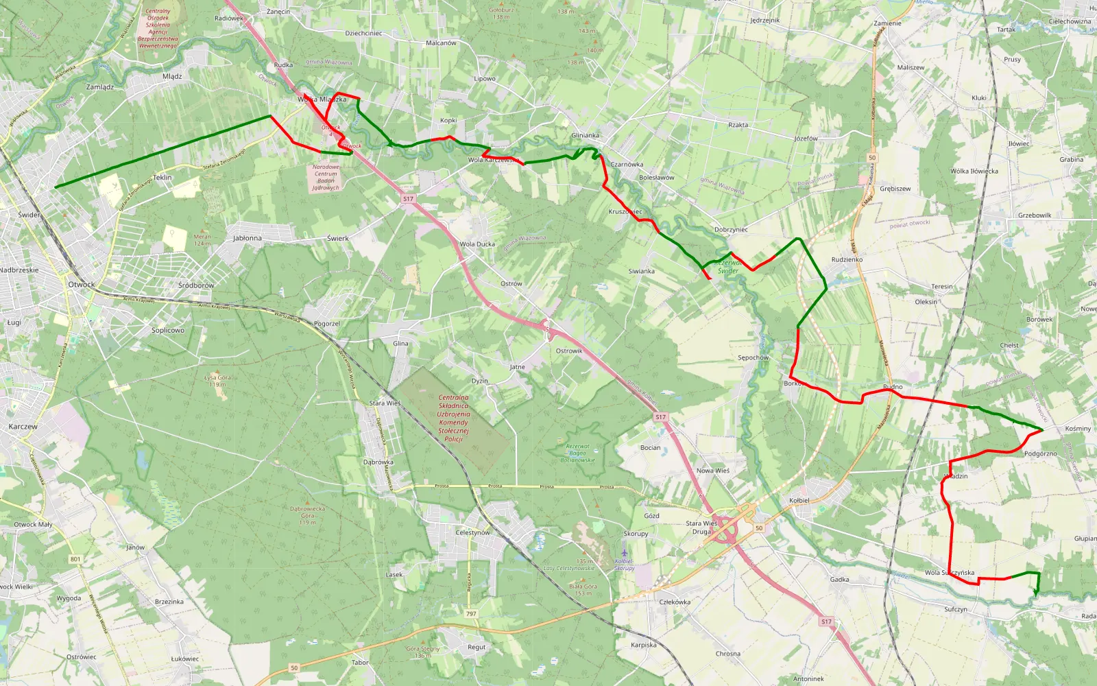 Map of Głupianka - 38.9 km offroad trail, Otwock County