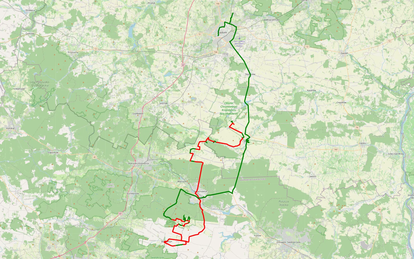 Map of Gaworzyna - Planty - 96 km offroad trail, Starachowice County