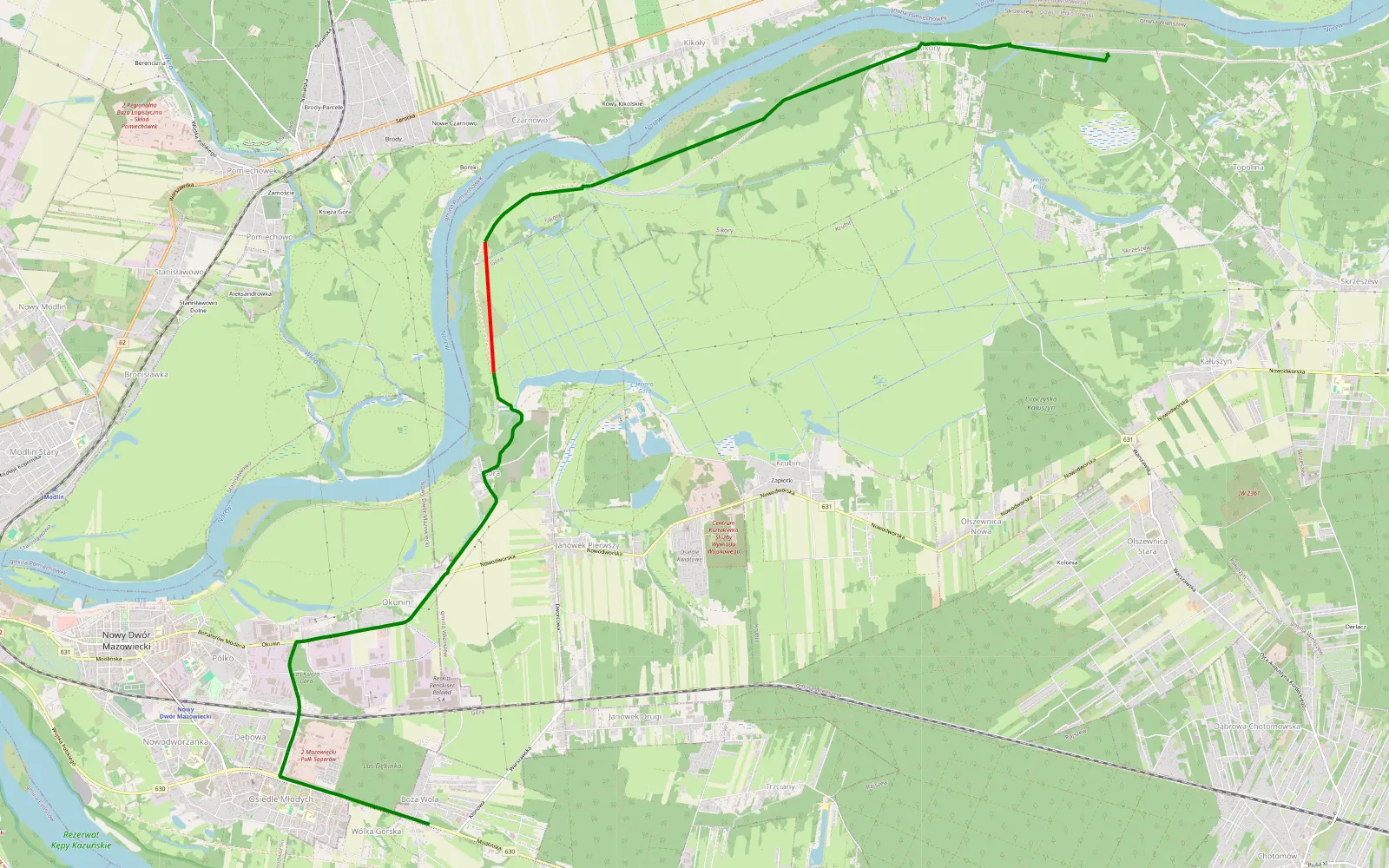Mapa trasy Boża Wola - Orzechowo - 3.7 km trasy offroad, Powiat Legionowski