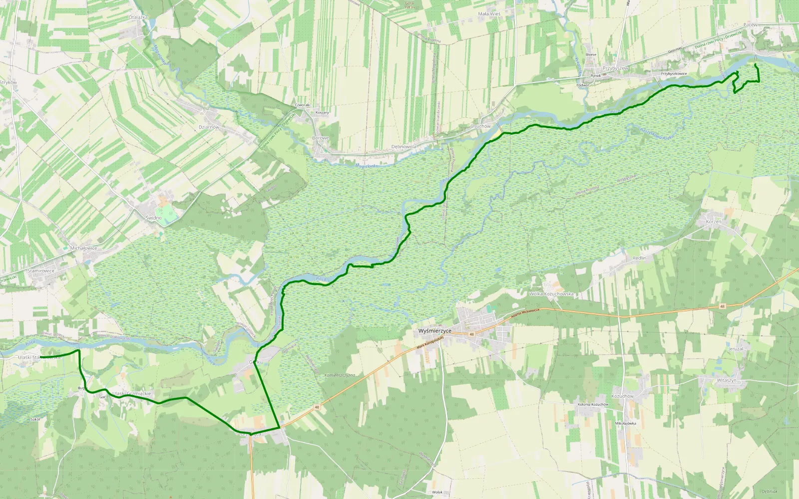 Map of Tomczyce Mati, Kacper, Rafał 19.10.2024 - 12.2 km offroad trail, Białobrzegi County