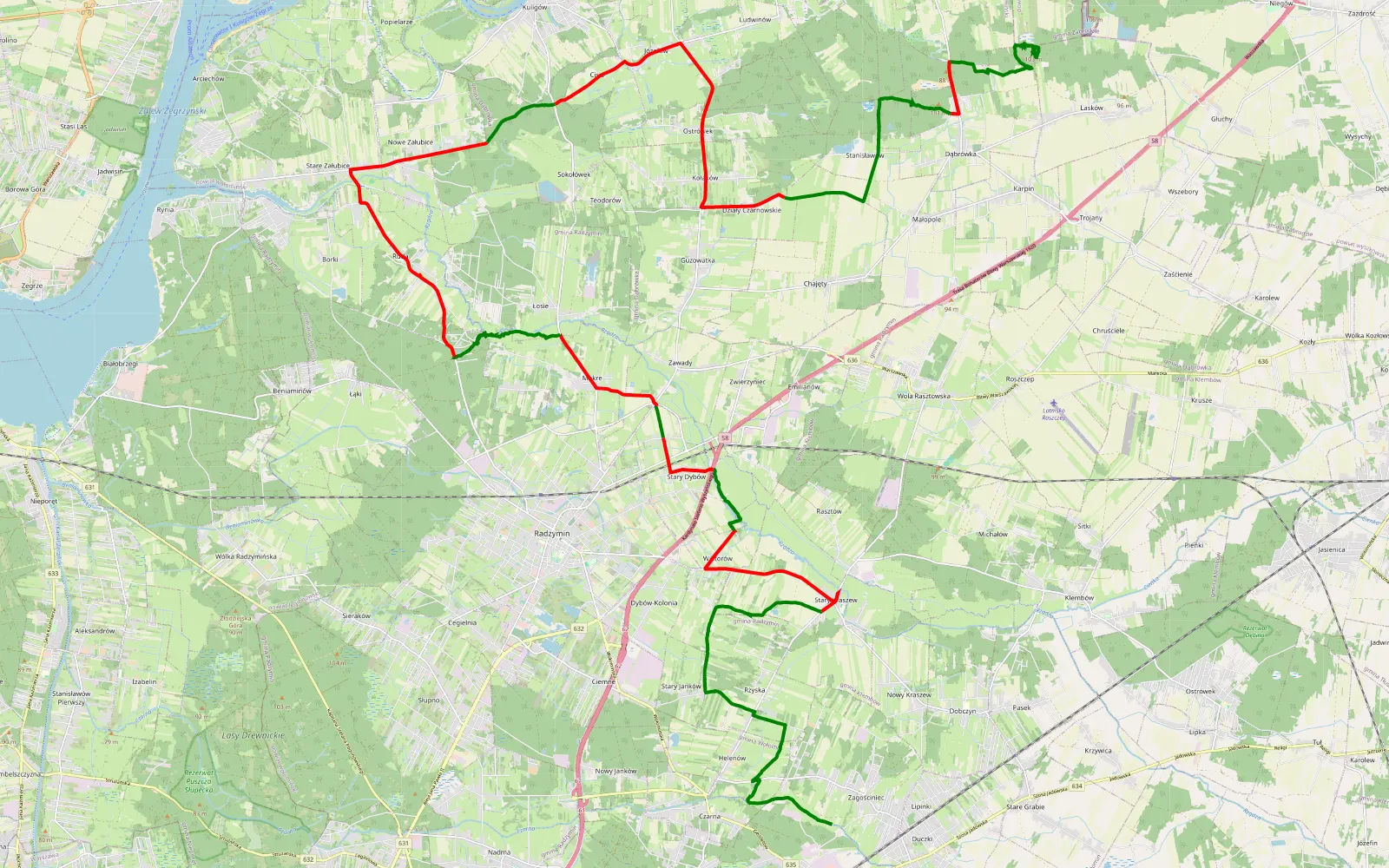 Mapa trasy 20231022 z Krzyśkiem Księżykiem Expedition Offroad - 51 km trasy offroad, Powiat Wołomiński