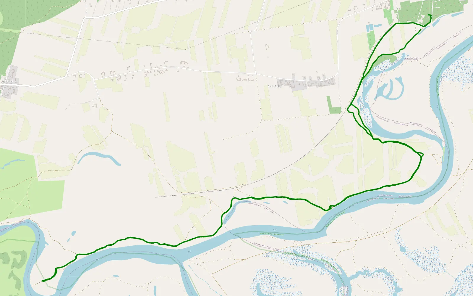 Mapa trasy Tuchlin - 12.7 km trasy offroad, Powiat Wyszkowski