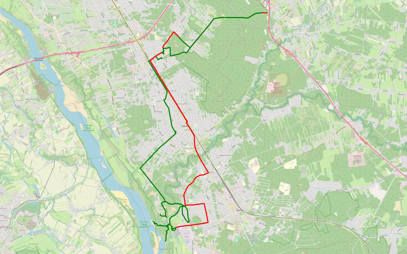 Map of Otwock - 24.5 km offroad trail, Otwock County