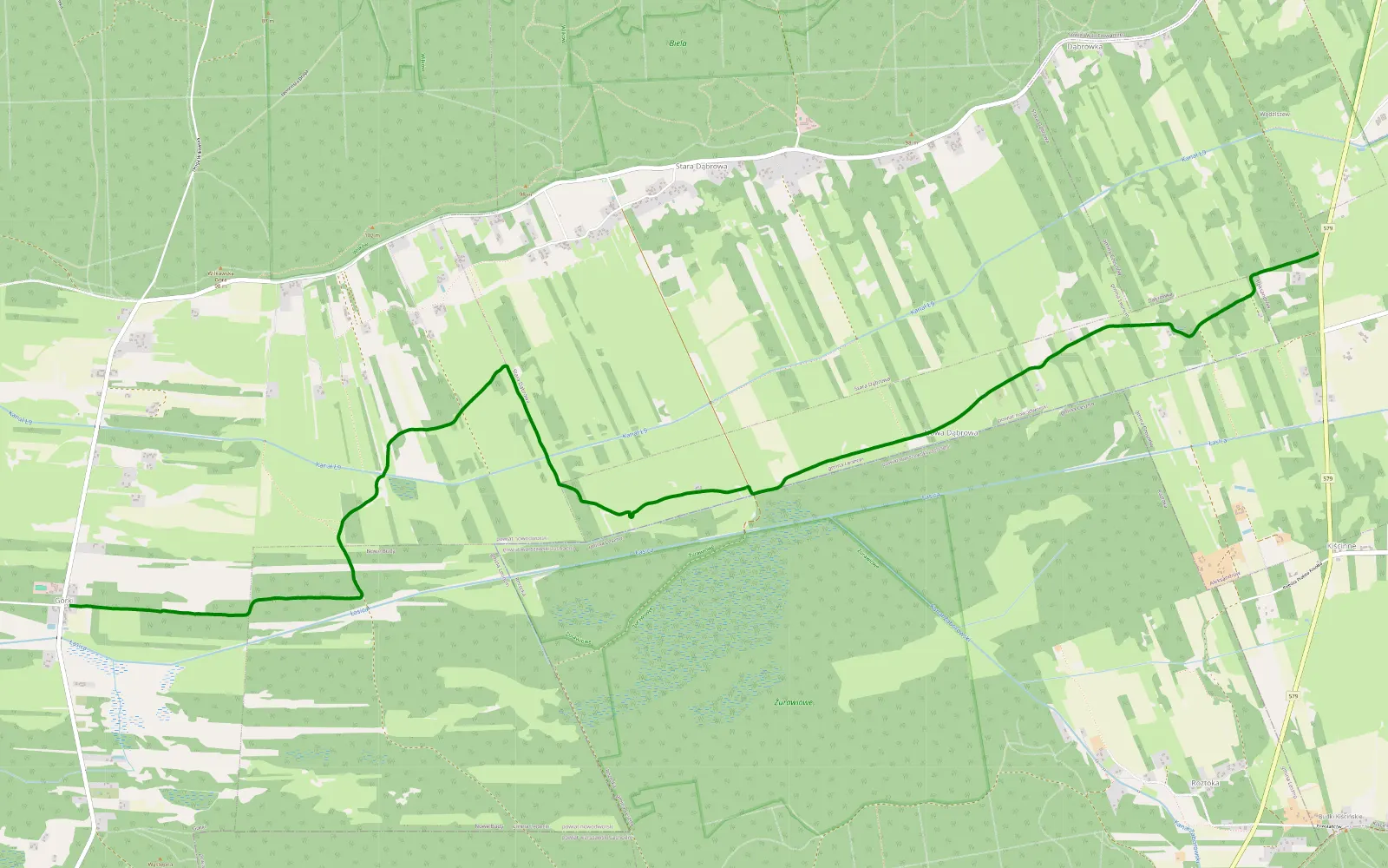 Mapa trasy Leszno - 5.3 km trasy offroad, Powiat Nowodworski