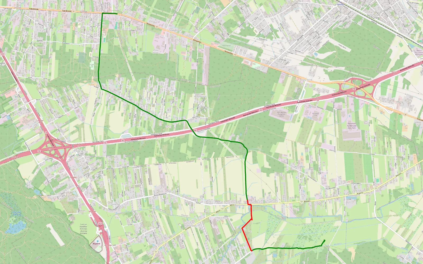 Map of Królewskie Bagno - Duchnów - 4.3 km offroad trail, Otwock County