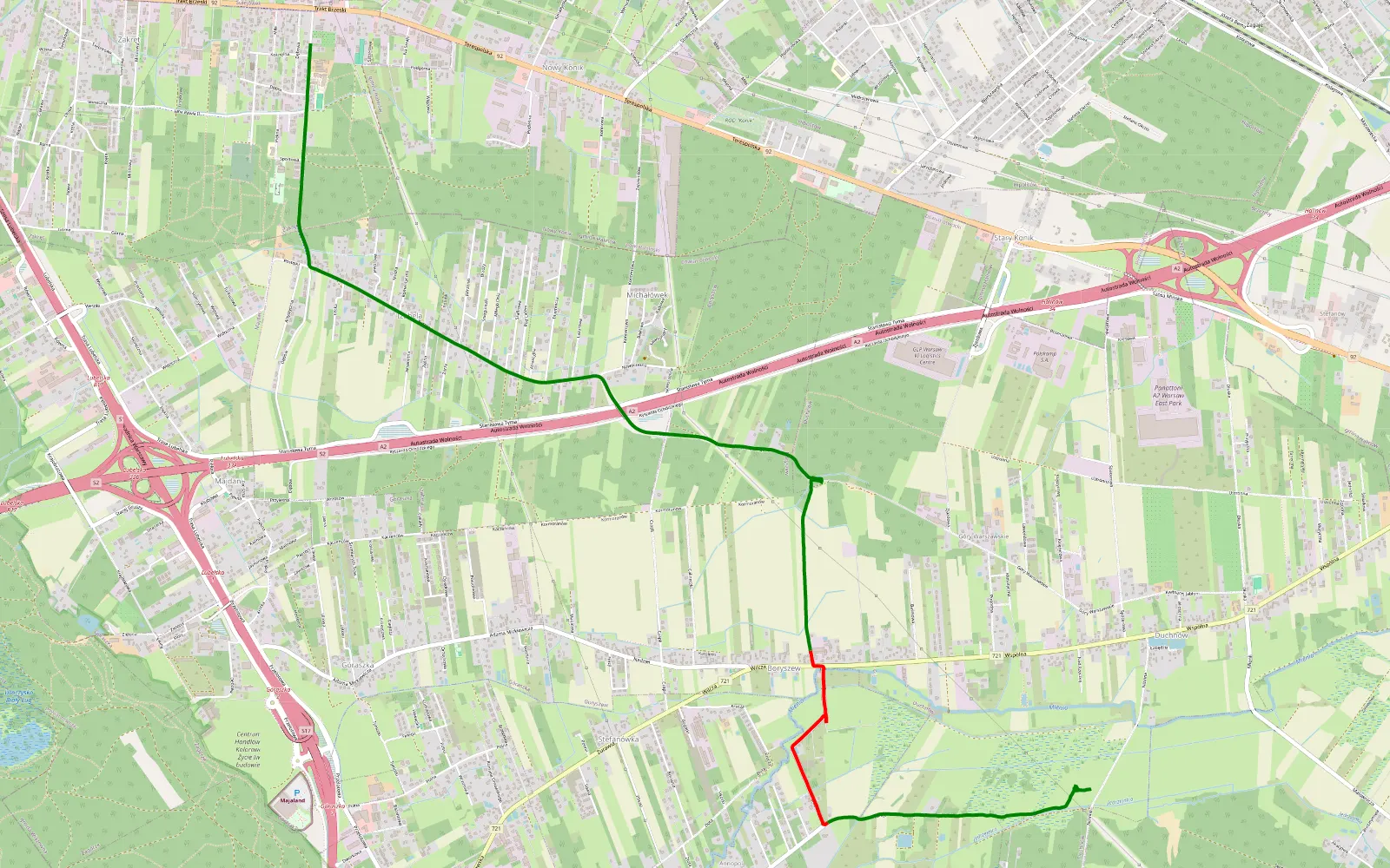 Map of S - 4.5 km offroad trail, Otwock County