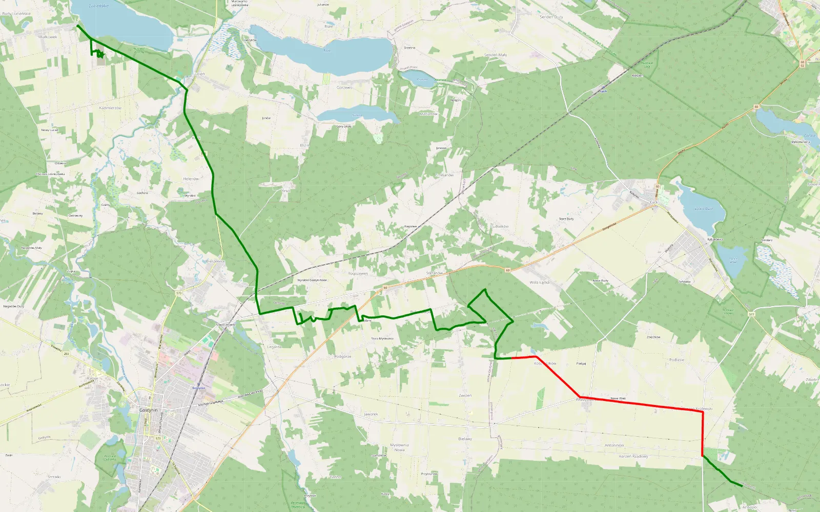 Mapa trasy Annopol - Kazimierówka - 11.2 km trasy offroad, Powiat Płocki