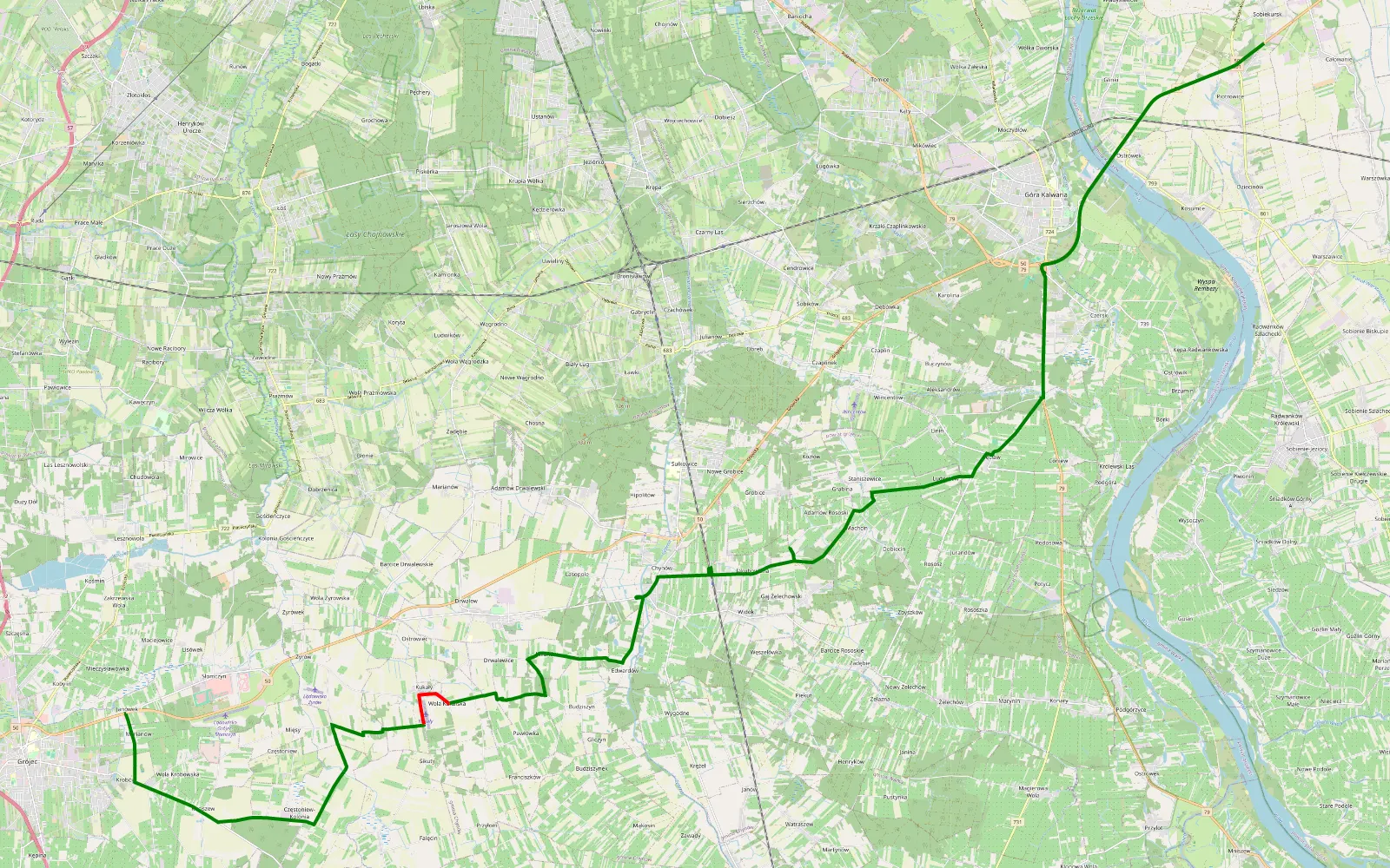 Map of Janówek - Sobiekursk - 7.5 km offroad trail, Grójec County