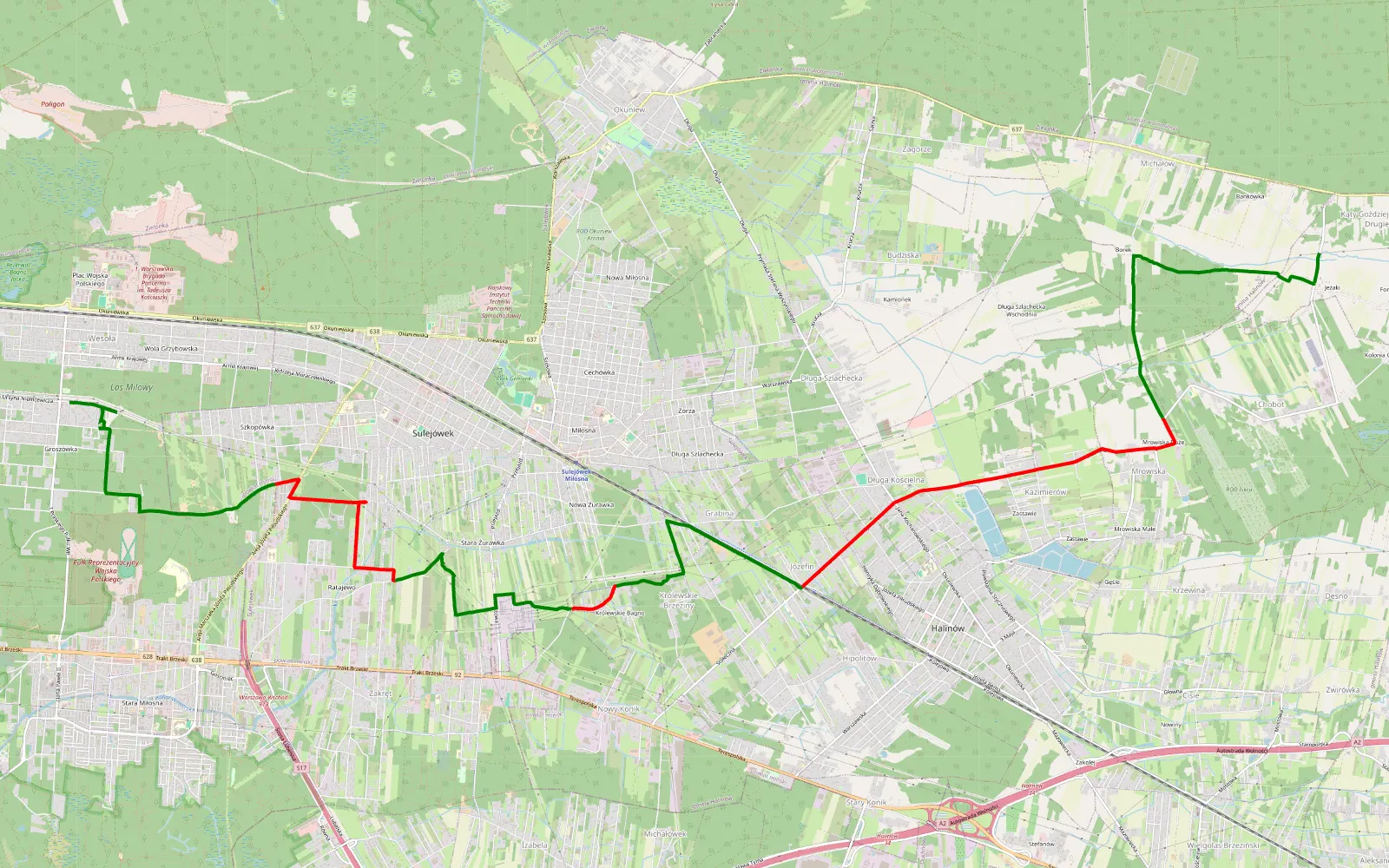 Mapa trasy Q - 19 km trasy offroad, Powiat Miński