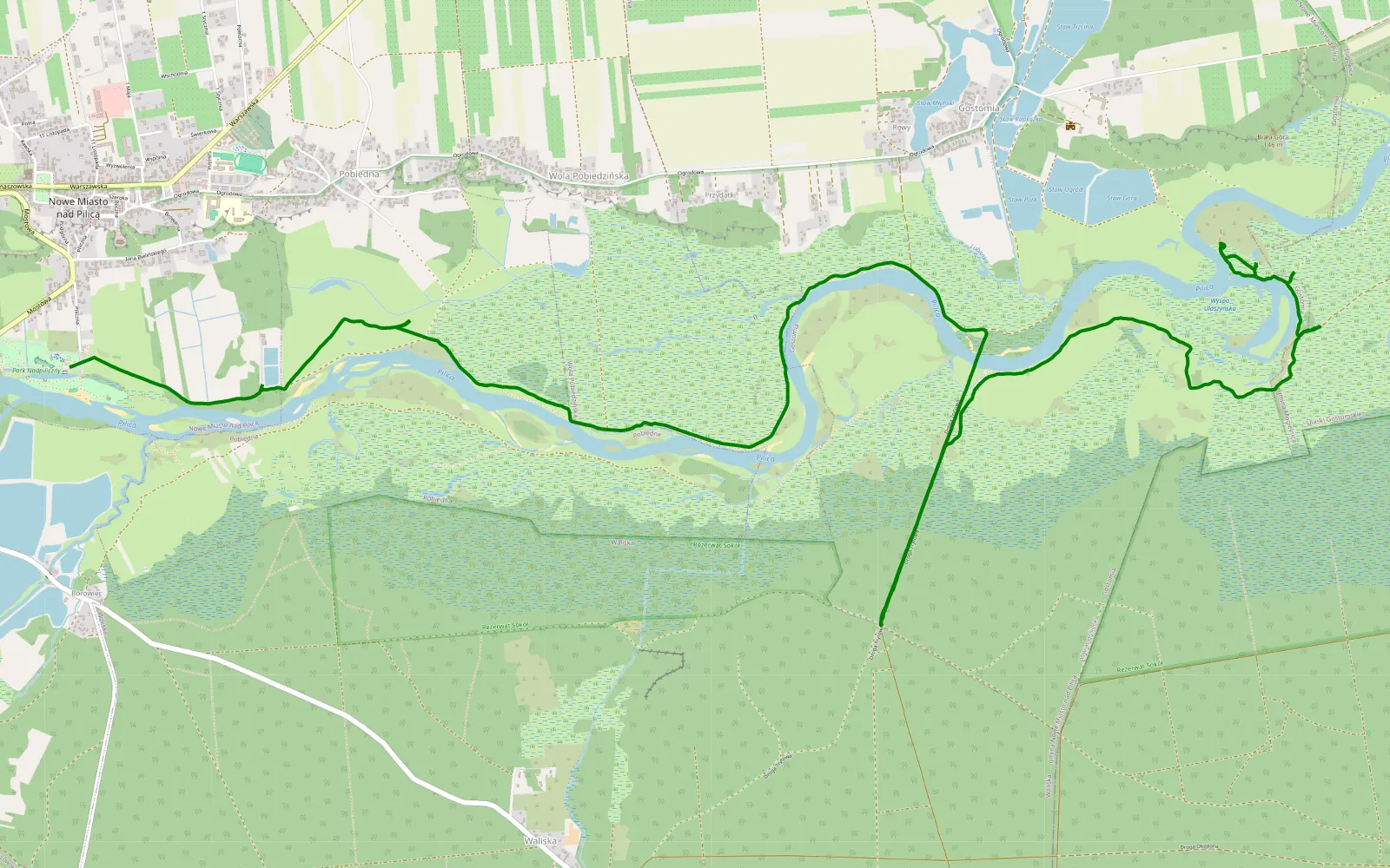 Map of Borowiec - Gostomia - 11.7 km offroad trail, Grójec County