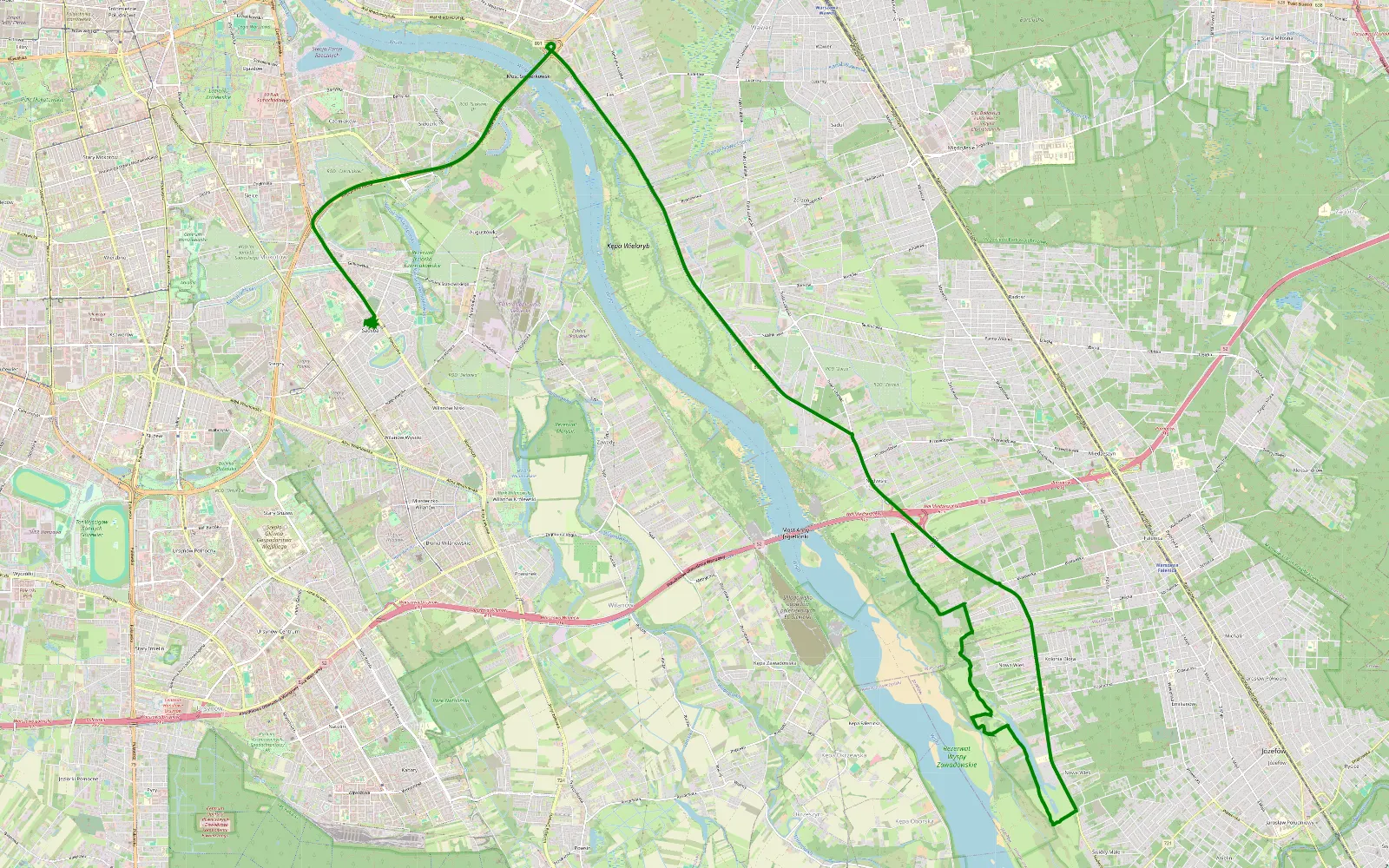 Map of Miedzeszyn Nowy - Sadyba - 5.6 km offroad trail, Otwock County