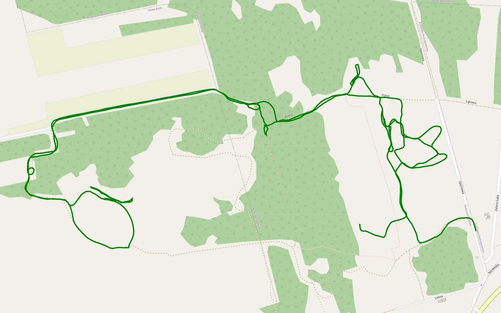 Mapa trasy Budy Józefowskie - 5.2 km trasy offroad, Powiat Żyrardowski