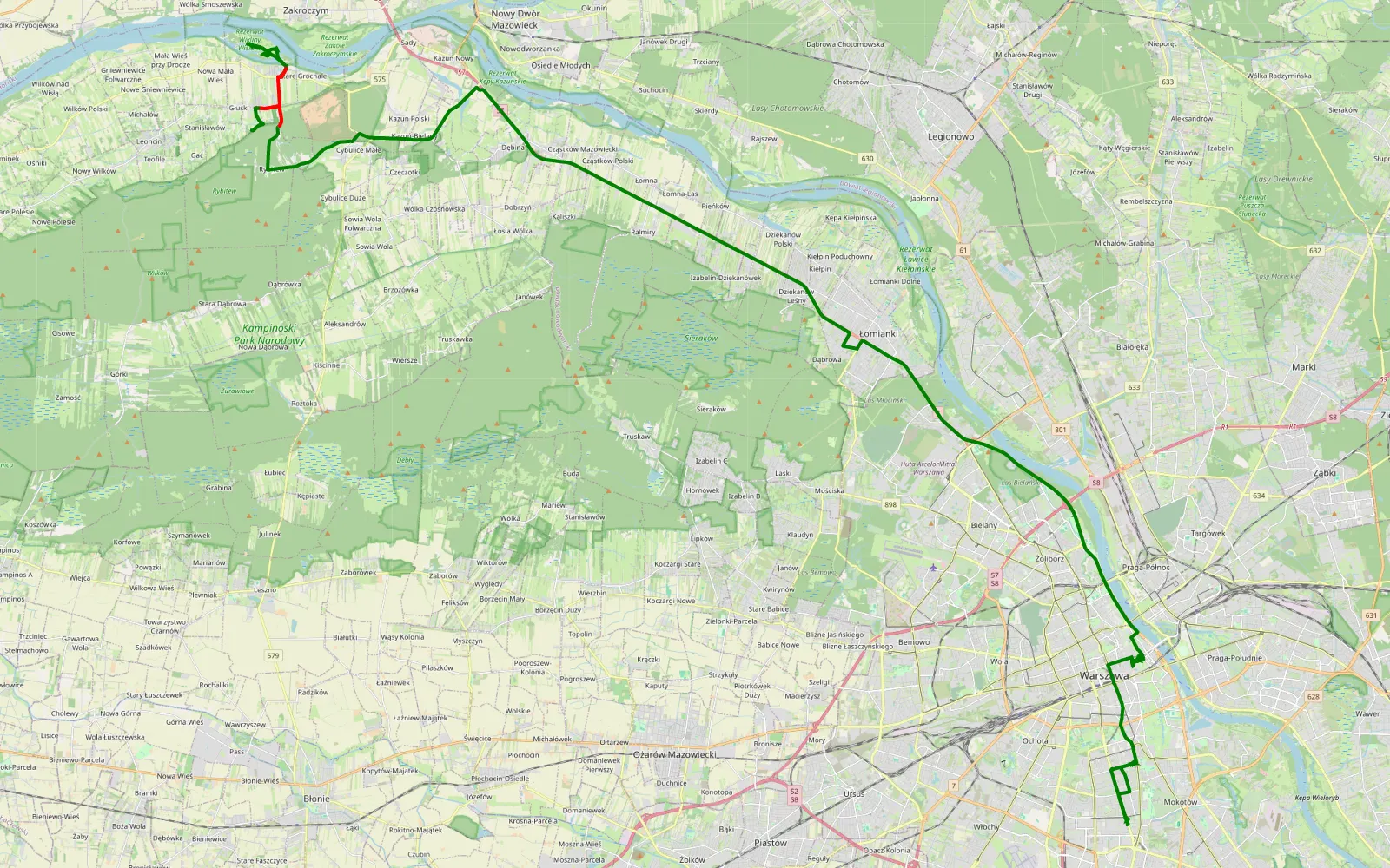 Mapa trasy Grochale - 12.1 km trasy offroad, Powiat Nowodworski
