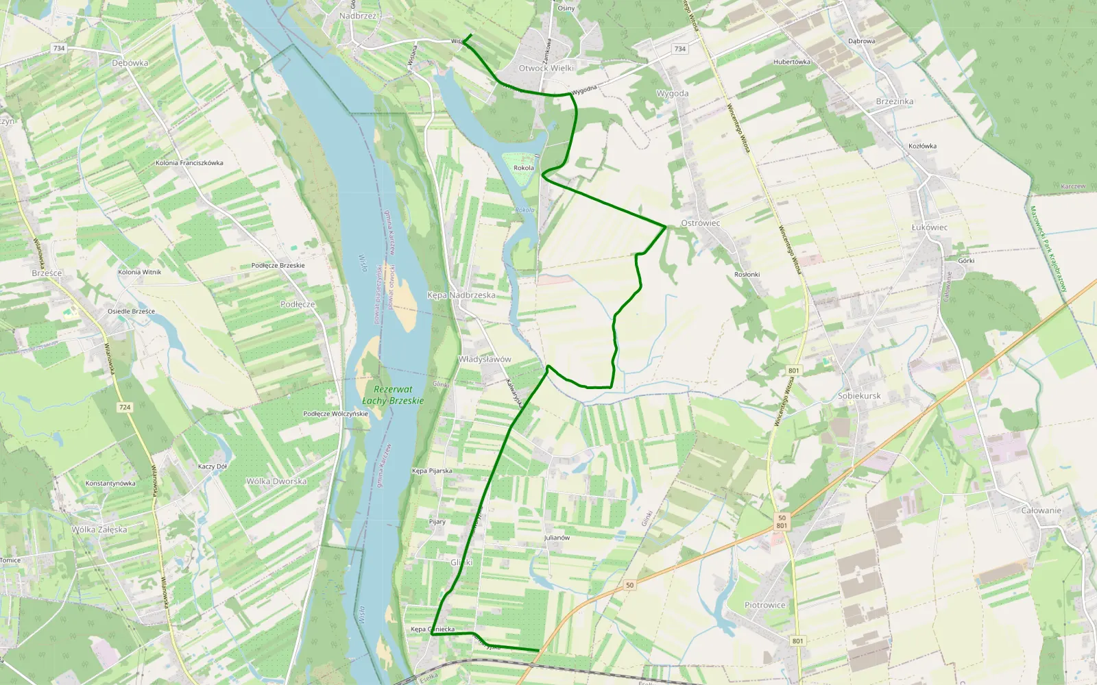 Map of Otwock Wielki - Kępa Gliniecka - 3.8 km offroad trail, Otwock County