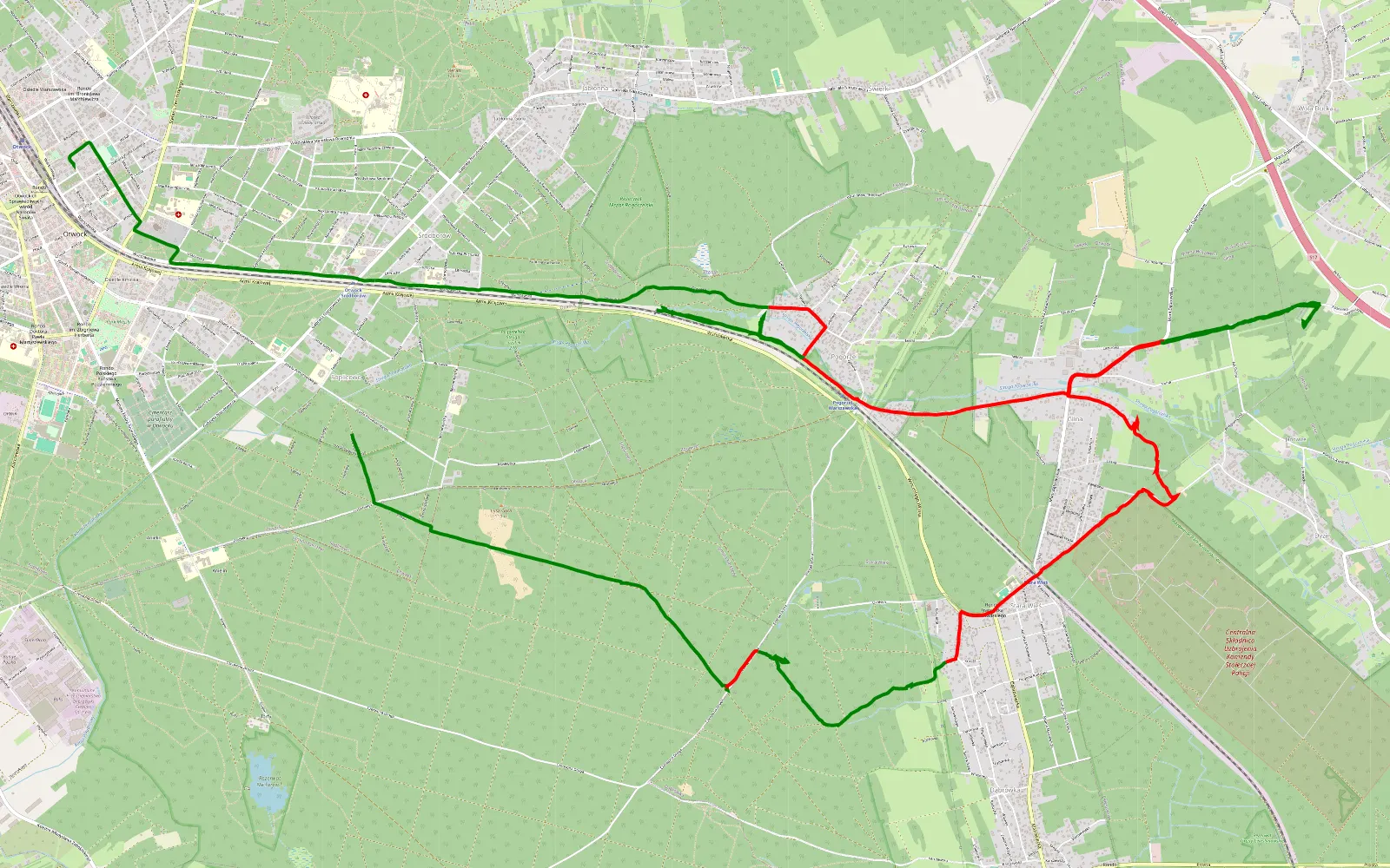 Map of Lajcik - 20.7 km offroad trail, Otwock County