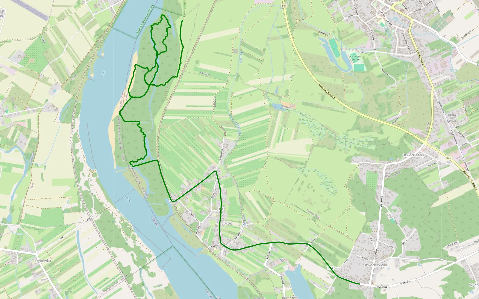 Mapa trasy Gąssy - Otwock Wielki - 6.7 km trasy offroad, Powiat Otwocki