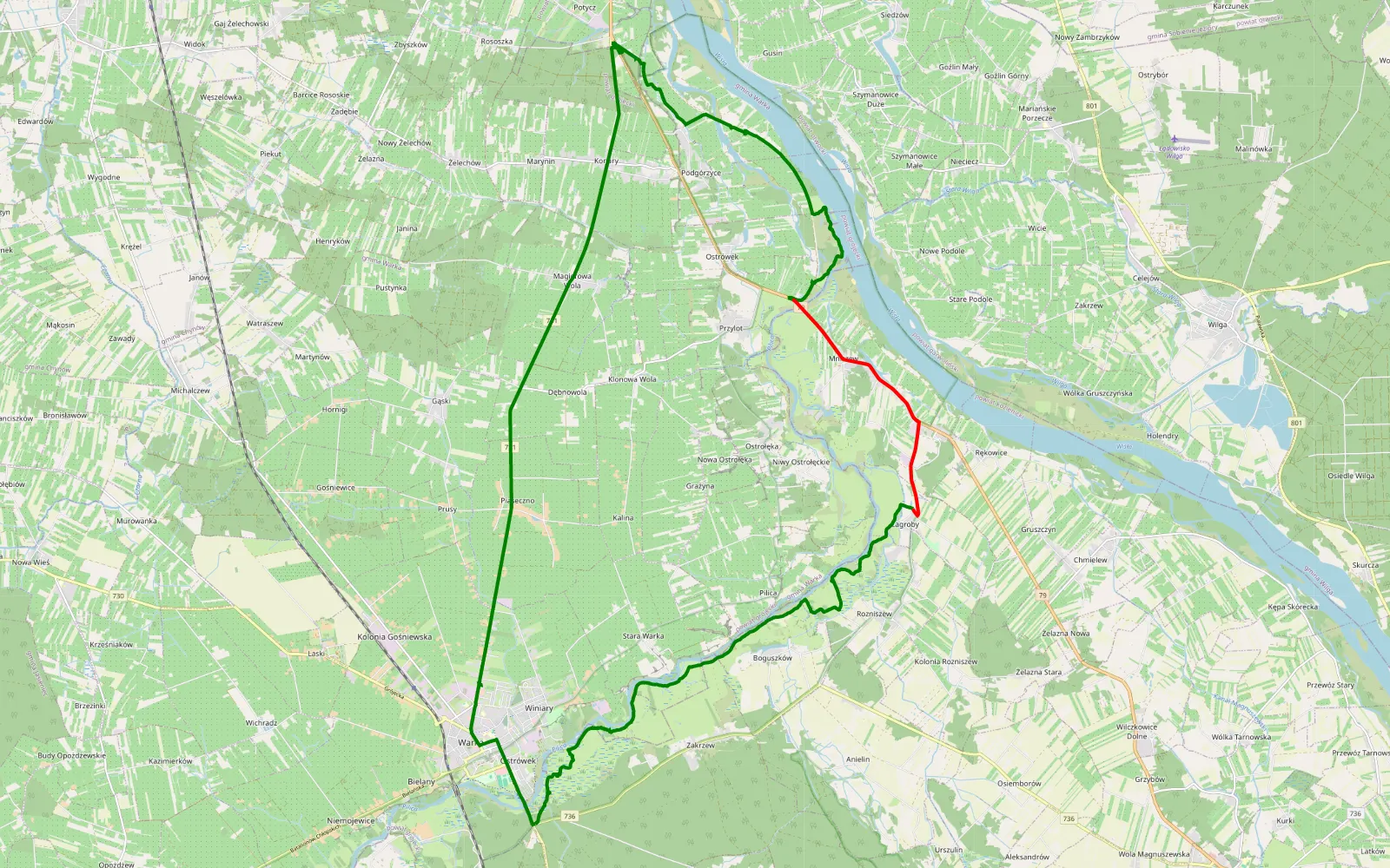 Map of Potycz - MORG - 24.6 km offroad trail, Kozienice County