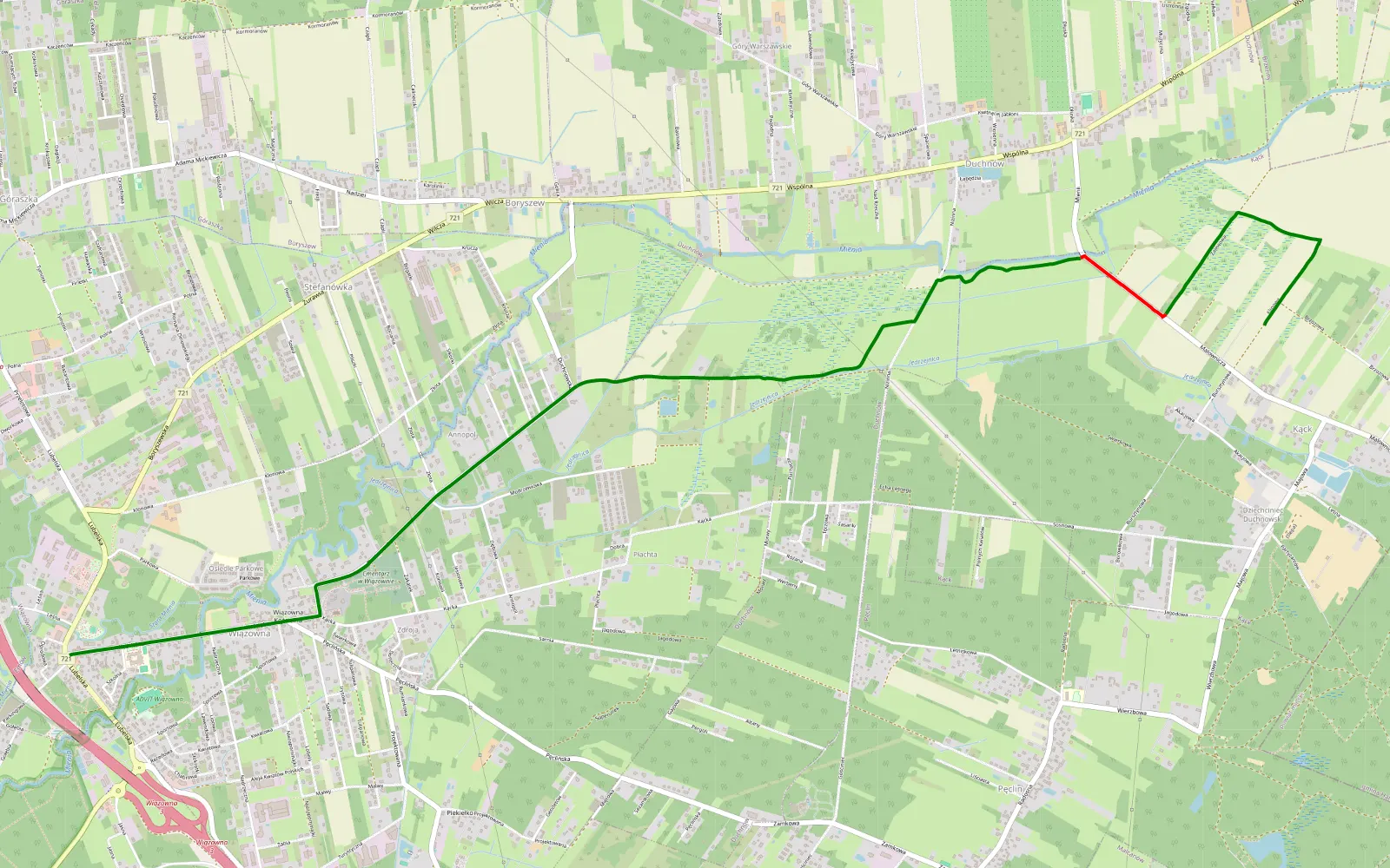Map of Wiązowna - Kąck - 4.6 km offroad trail, Otwock County