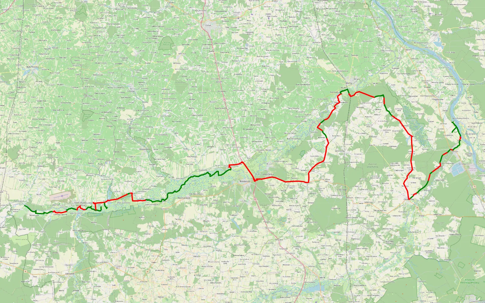 Mapa trasy Kobuz - Przydworzyce trasa sylwestrowa - 128.6 km trasy offroad, Powiat Kozienicki