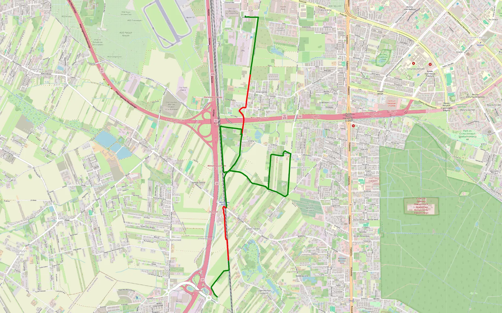 Map of Przejazdzka - 9 km offroad trail, Warsaw
