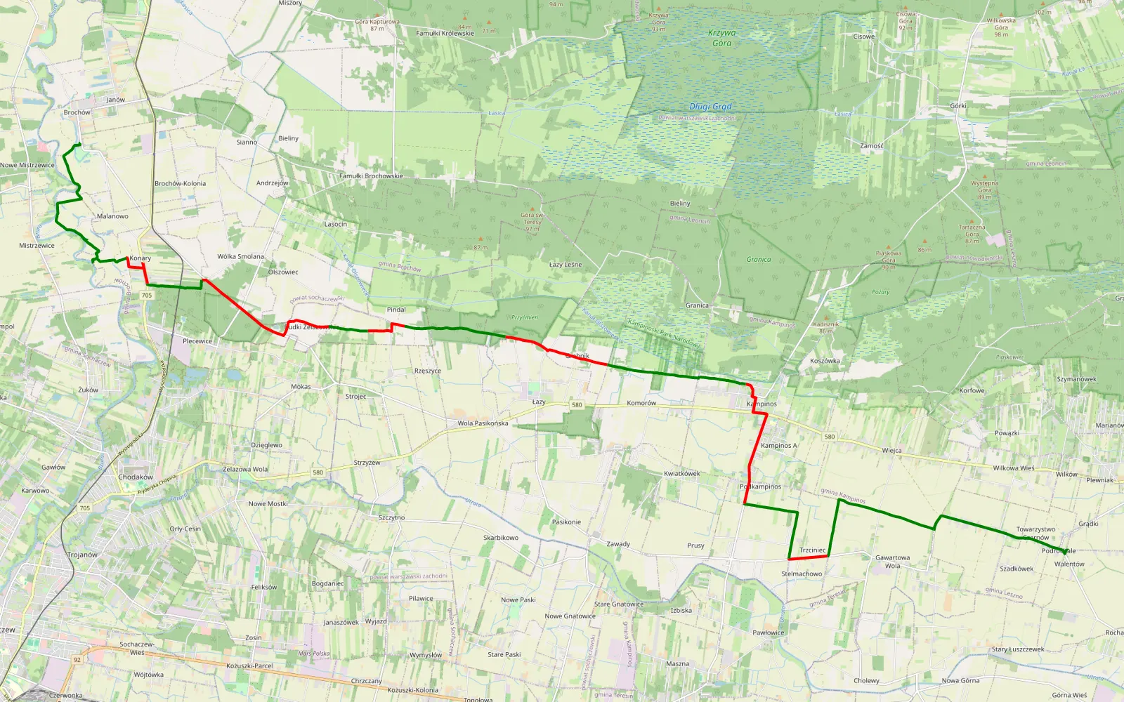 Map of Czarnów Brochow - 28 km offroad trail, Warsaw West County