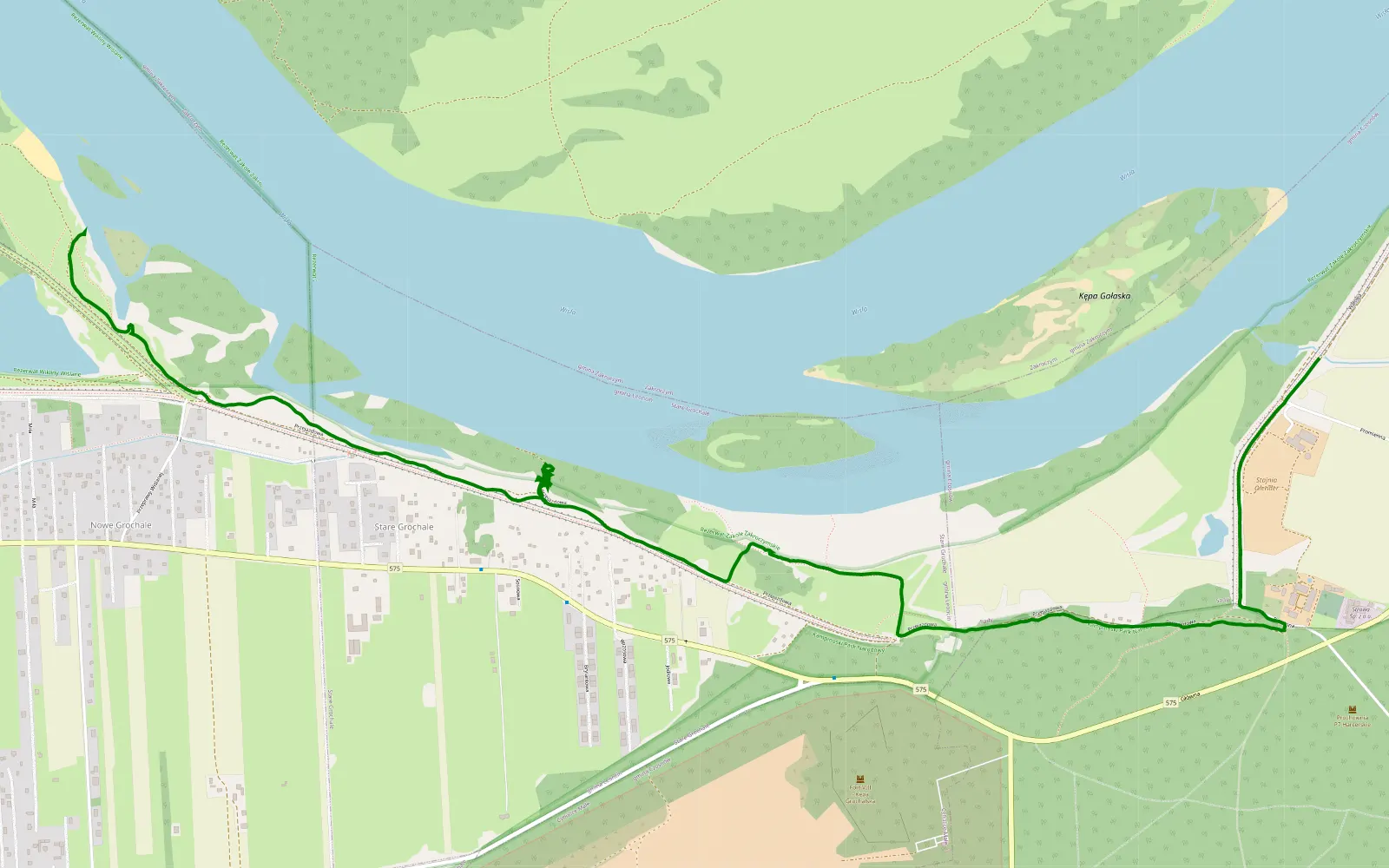 Mapa trasy Gałachy - Grochale - 5.7 km trasy offroad, Powiat Nowodworski