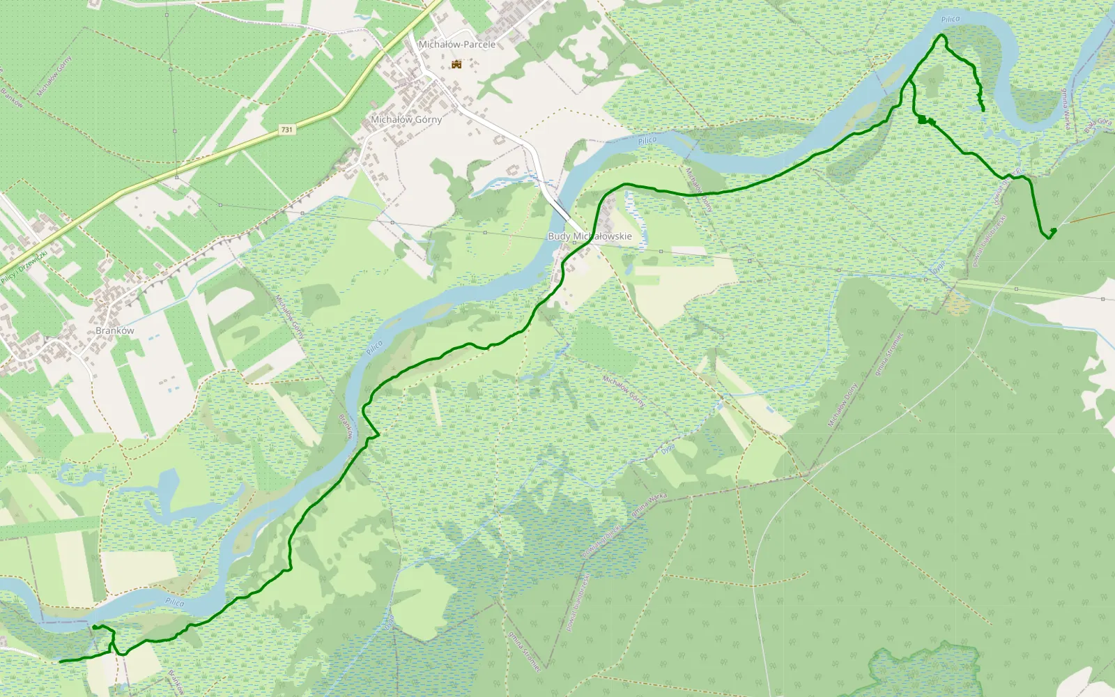 Mapa trasy Xxx - 8.5 km trasy offroad, Powiat Grójecki