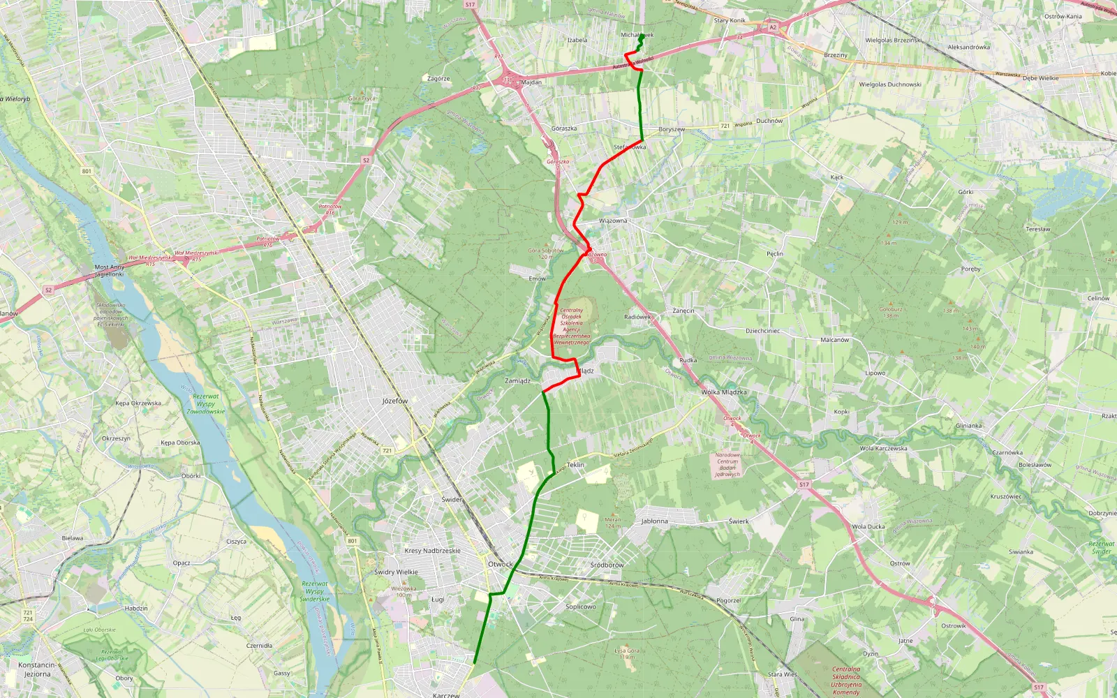 Map of Michalowek - 12.2 km offroad trail, Otwock County