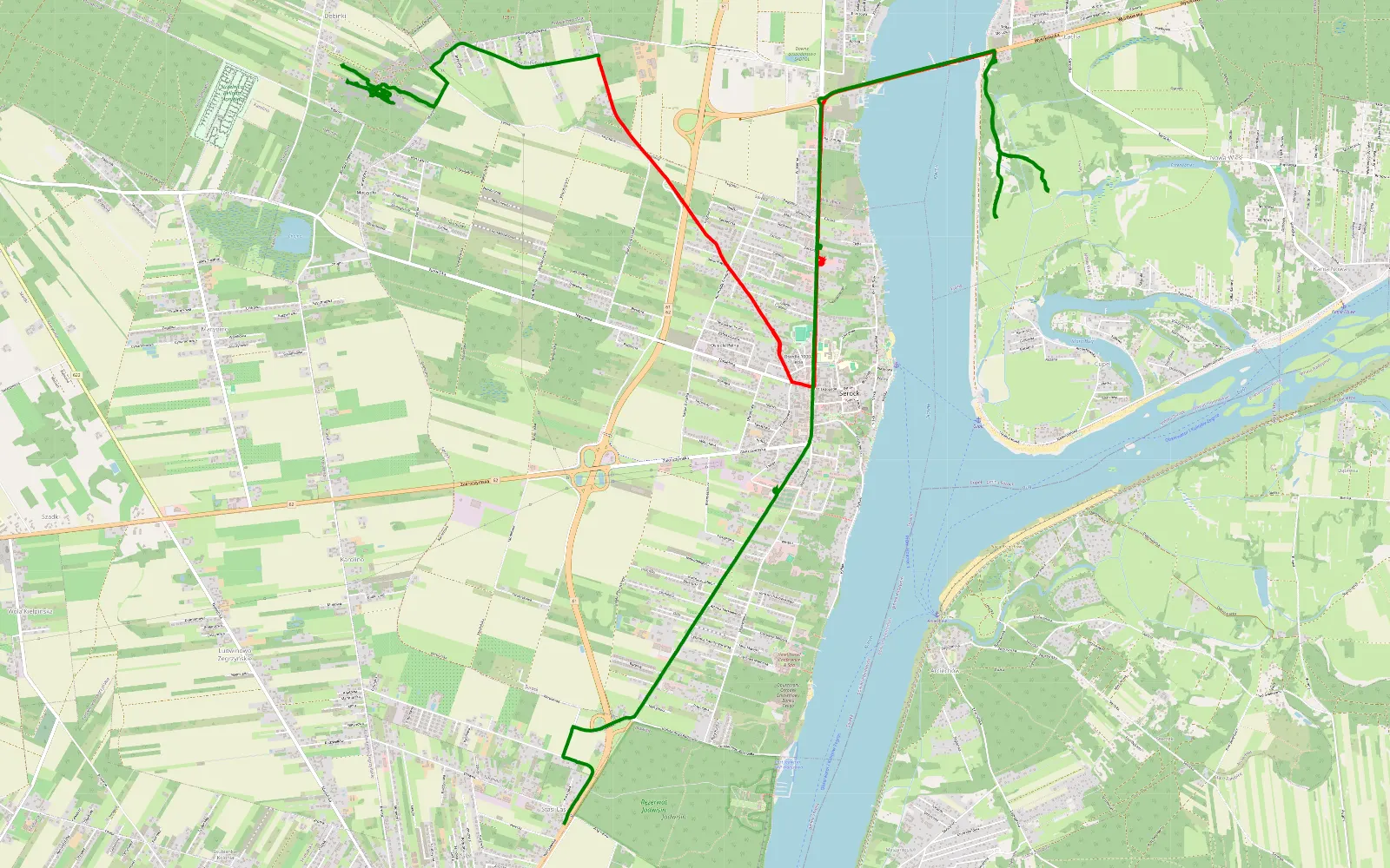 Mapa trasy Dębinki - Stasi Las - 14.2 km trasy offroad, Powiat Legionowski