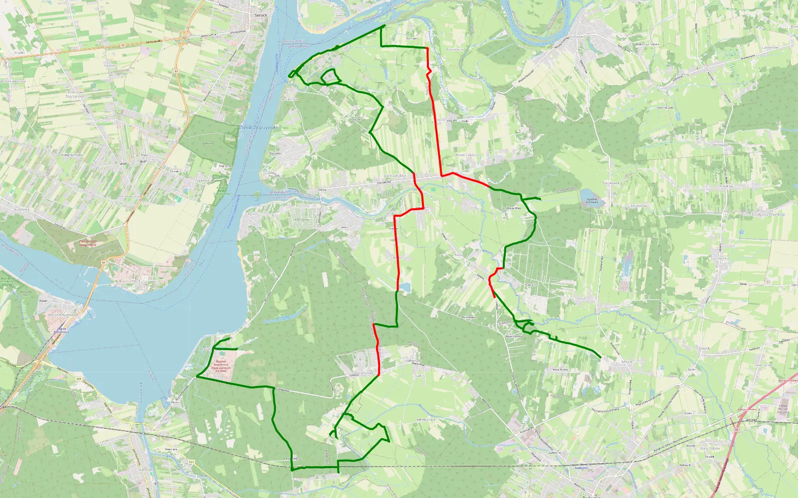 Mapa trasy Aaa - 35.3 km trasy offroad, Powiat Wołomiński