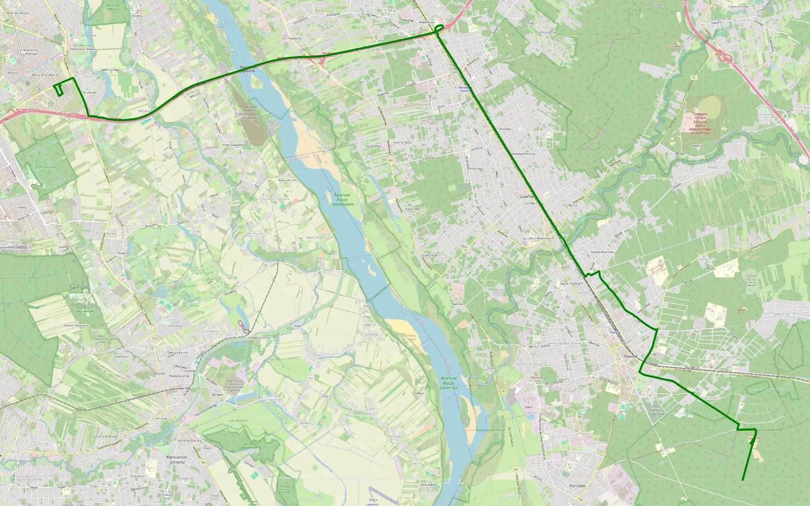 Map of Ys - 3.3 km offroad trail, Otwock County