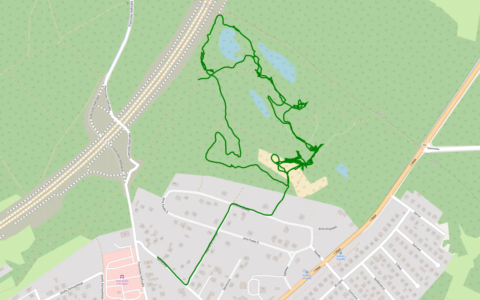 Mapa trasy Kołbiel - 5.2 km trasy offroad, Powiat Otwocki