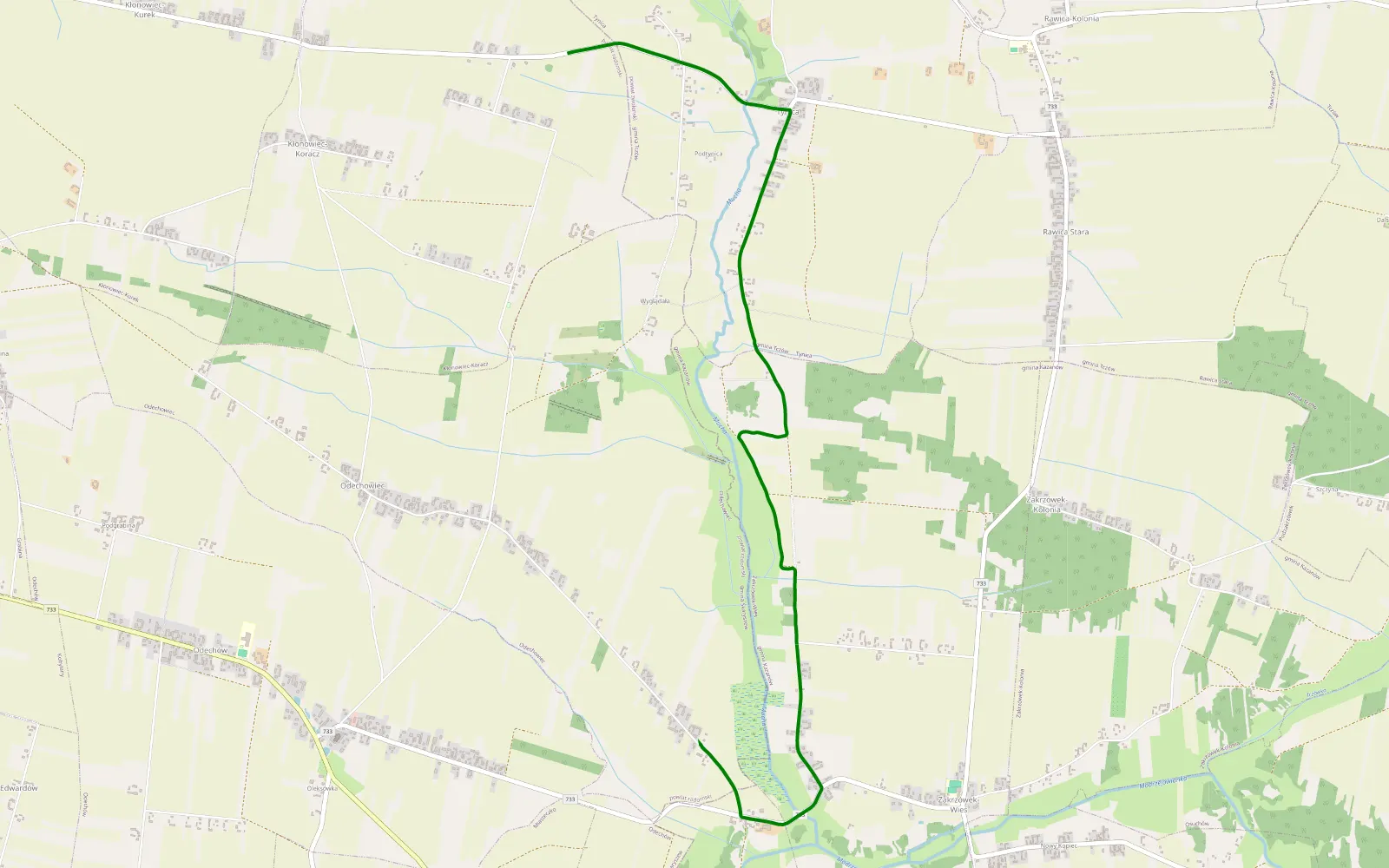 Mapa trasy Pola cd - 1.8 km trasy offroad, Powiat Zwoleński
