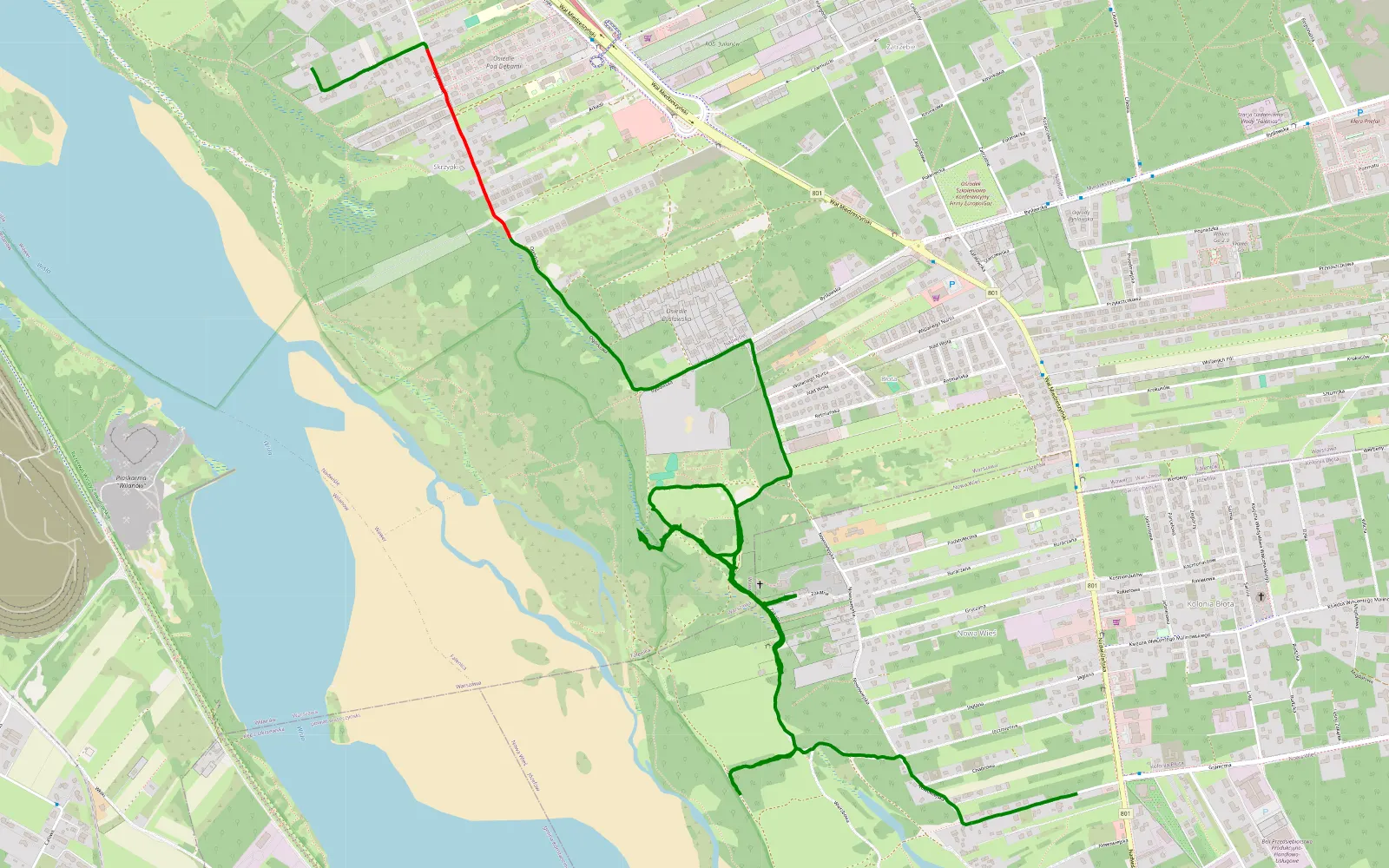 Map of Błota - 6.7 km offroad trail, Warsaw