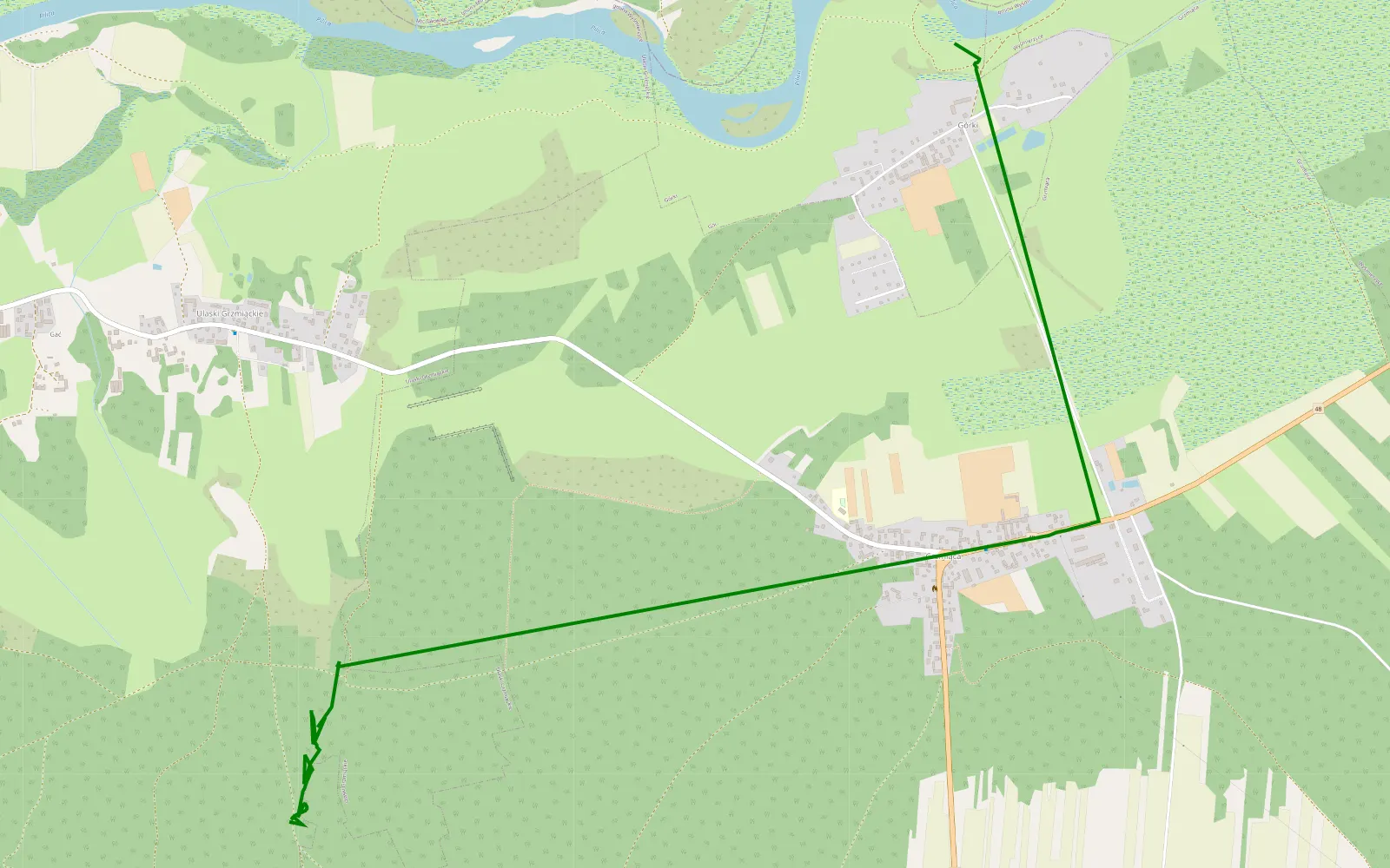 Mapa trasy Trasa offroad 1.1 km, Powiat Białobrzeski - 1.1 km trasy offroad, Powiat Białobrzeski