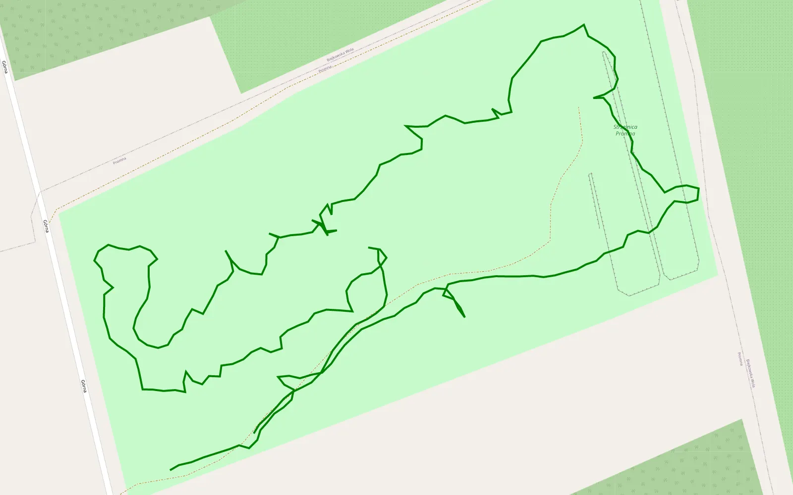 Mapa trasy Biejkowska Wola - 1.4 km trasy offroad, Powiat Białobrzeski