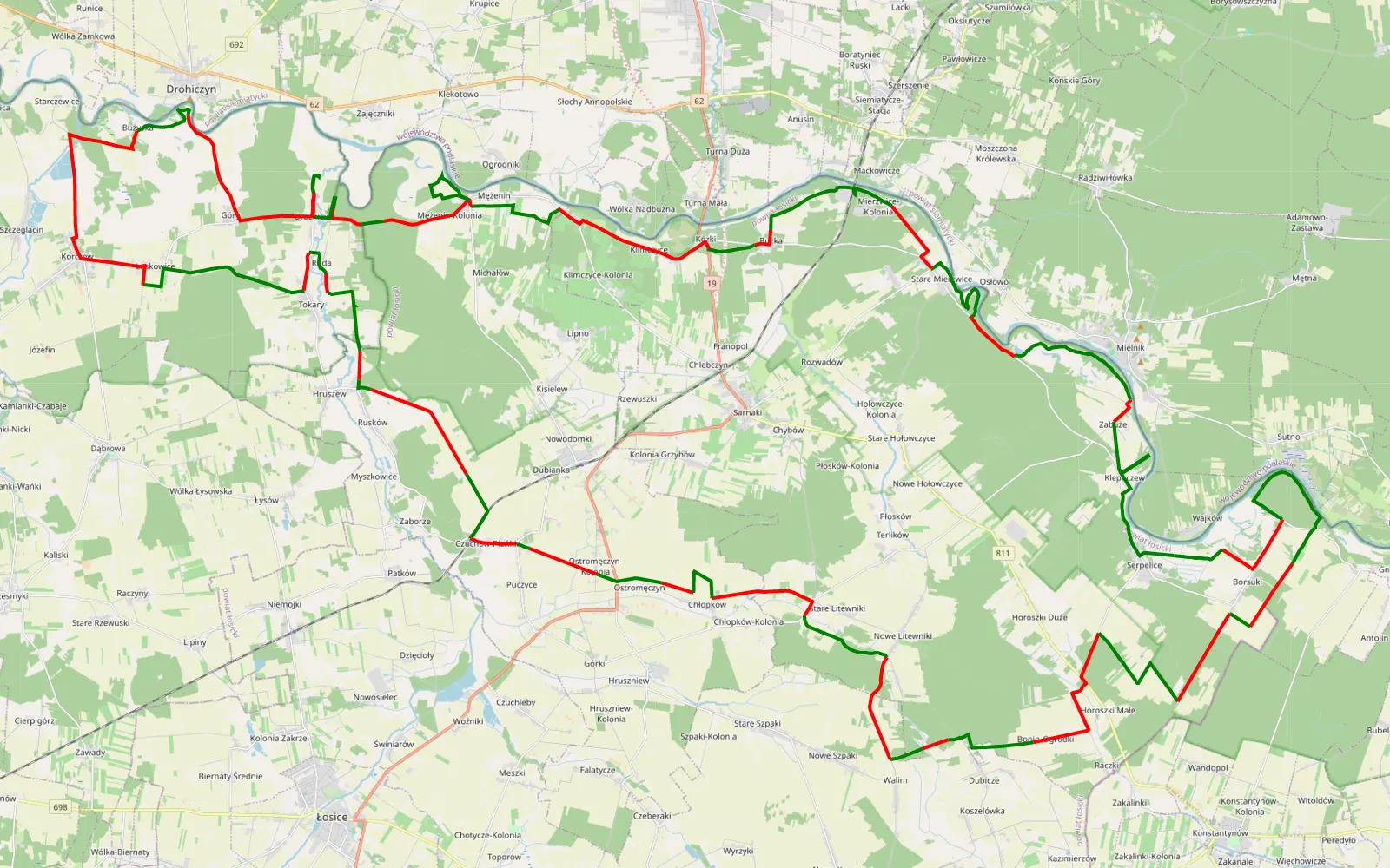 Map of Mazowiecka stówa w terenie v2 - 121.1 km offroad trail, Łosice County