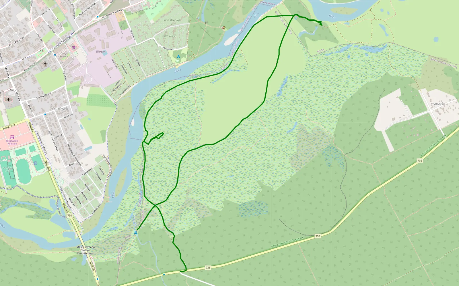 Mapa trasy Bayer special task - 4.9 km trasy offroad, Powiat Kozienicki