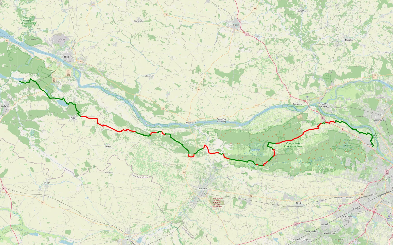 Map of Wujki 2020 start - 106.4 km offroad trail, Nowy Dwór Mazowiecki County