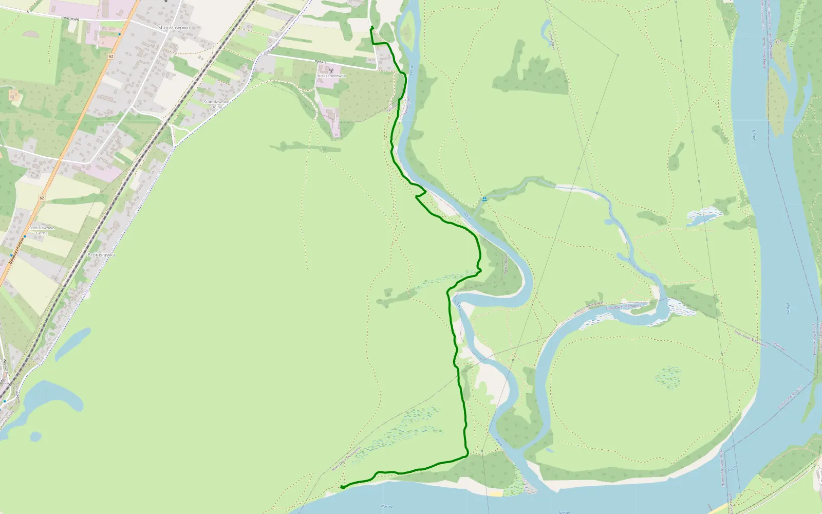 Mapa trasy Pomiechowo - Bronisławka - 2.9 km trasy offroad, Powiat Nowodworski