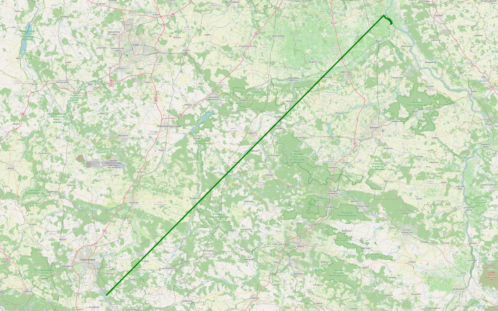 Mapa trasy Potycz - Masłońskie - 13.3 km trasy offroad, Powiat Grójecki