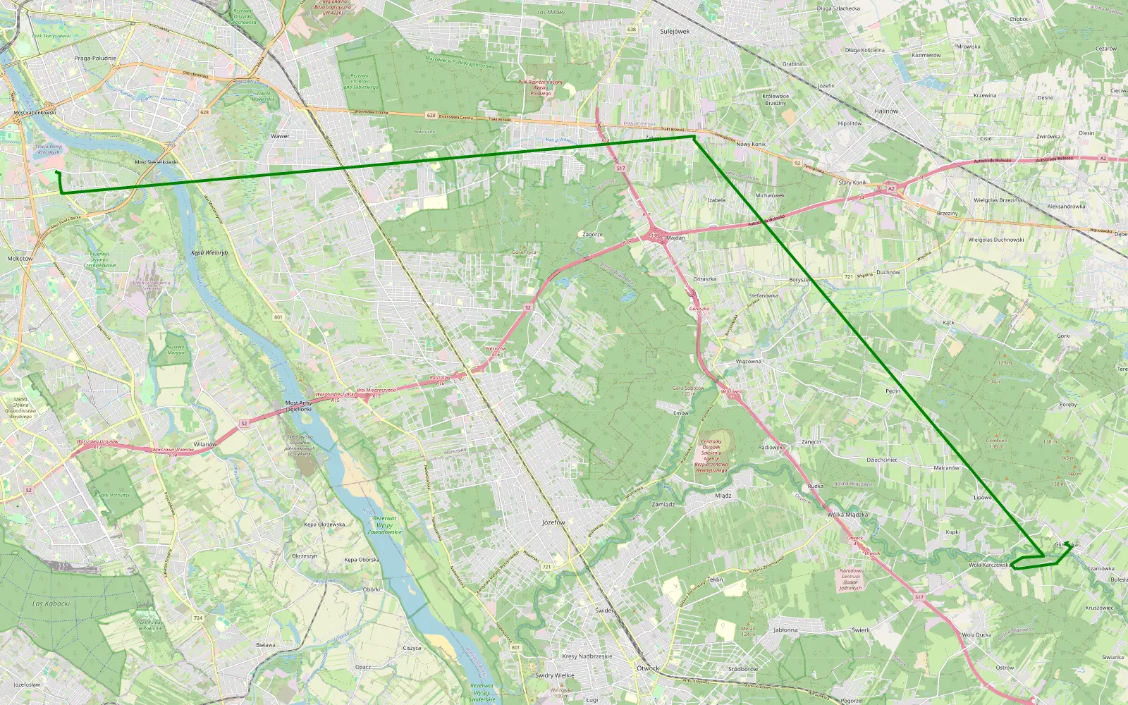 Map of Glinianka - 1.1 km offroad trail, Otwock County