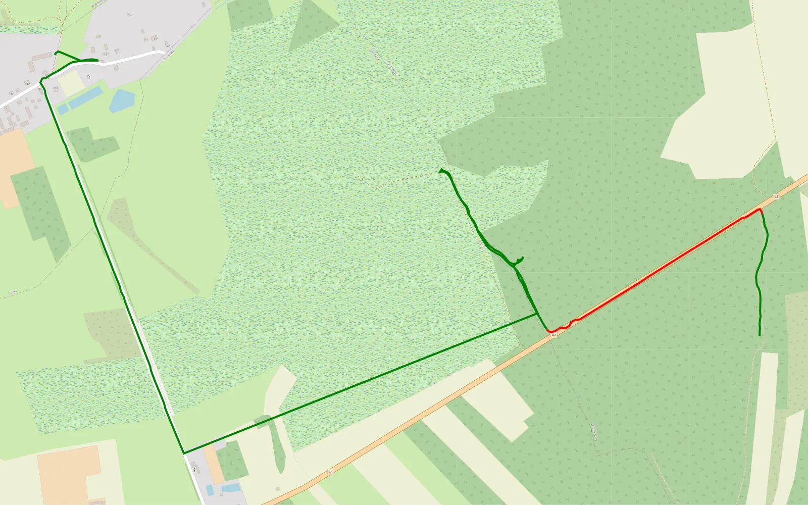 Mapa trasy Górki - Grzmiąca - 1.7 km trasy offroad, Powiat Białobrzeski