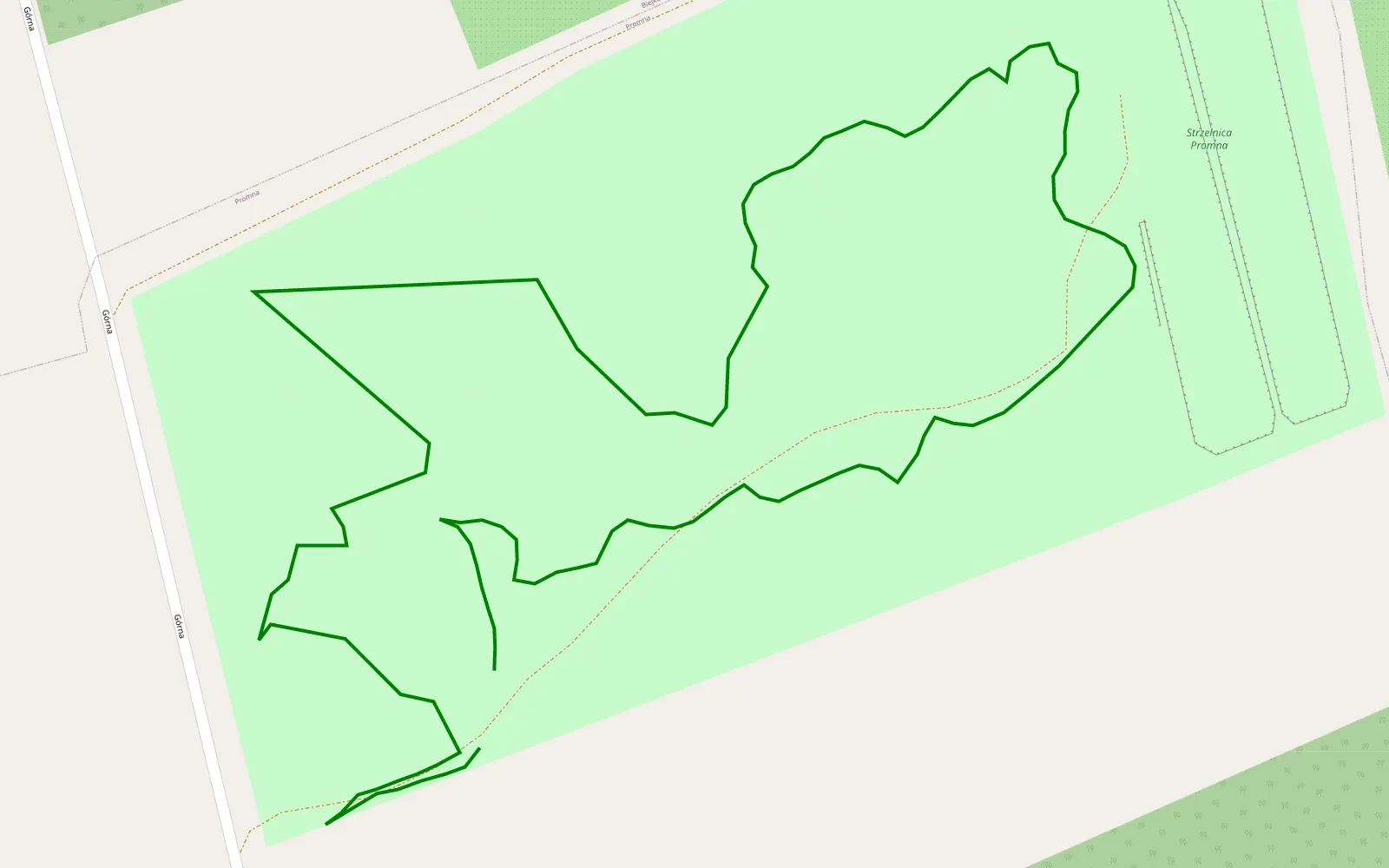 Mapa trasy Trasa offroad 1 km, Powiat Białobrzeski - 1 km trasy offroad, Powiat Białobrzeski