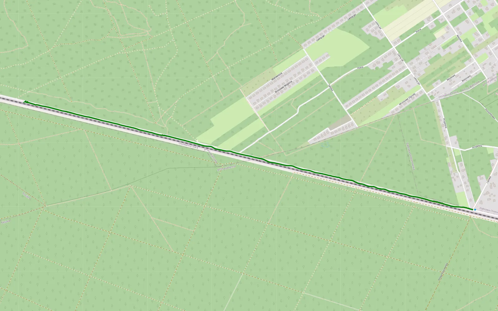 Mapa trasy Trzciany - Dąbrowa Chotomowska - 2.7 km trasy offroad, Powiat Legionowski