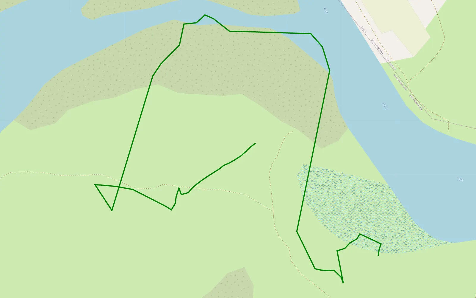 Mapa trasy Trasa offroad 0.8 km, Powiat Białobrzeski - 0.8 km trasy offroad, Powiat Białobrzeski