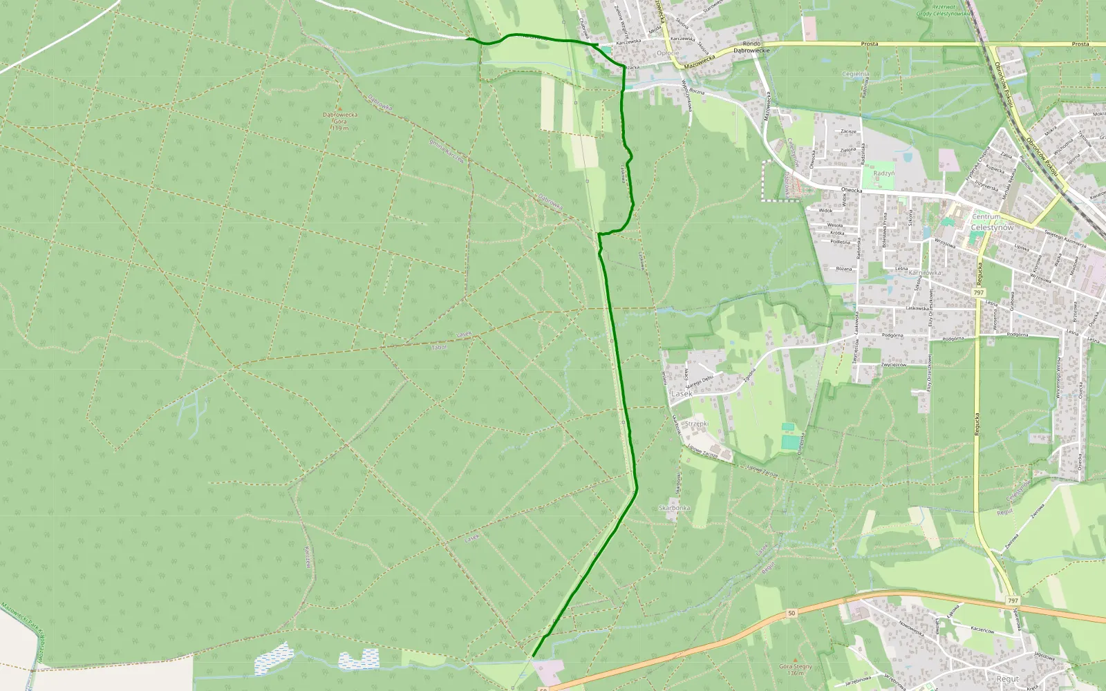 Map of Dąbrówka - Tabór - 4.3 km offroad trail, Otwock County