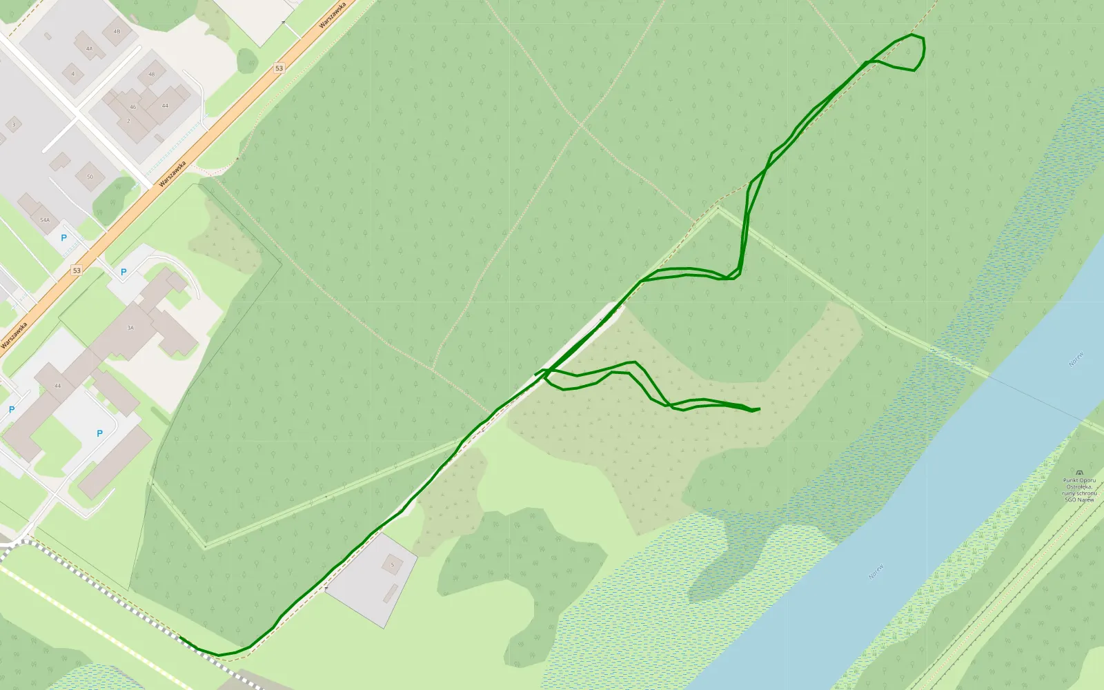 Mapa trasy Grabowo-Olszewo - 1.4 km trasy offroad, Ostrołęka