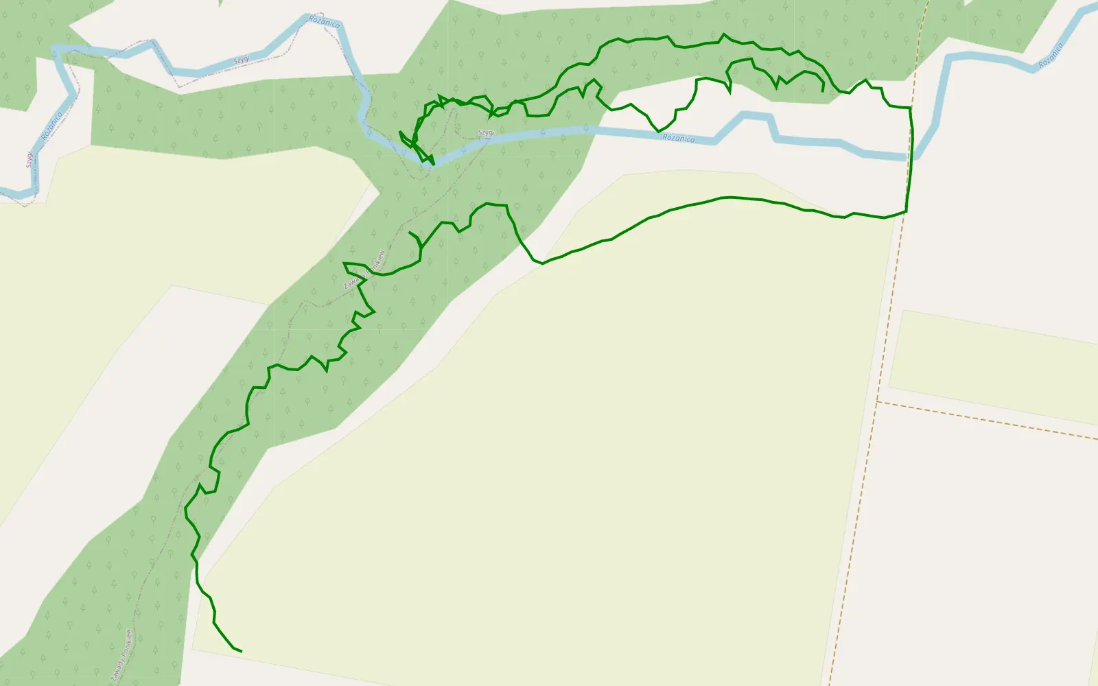 Mapa trasy Próba 3 Proto - 1.5 km trasy offroad, Powiat Makowski